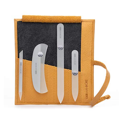 4pc Glass Nail File Set in Suede Case