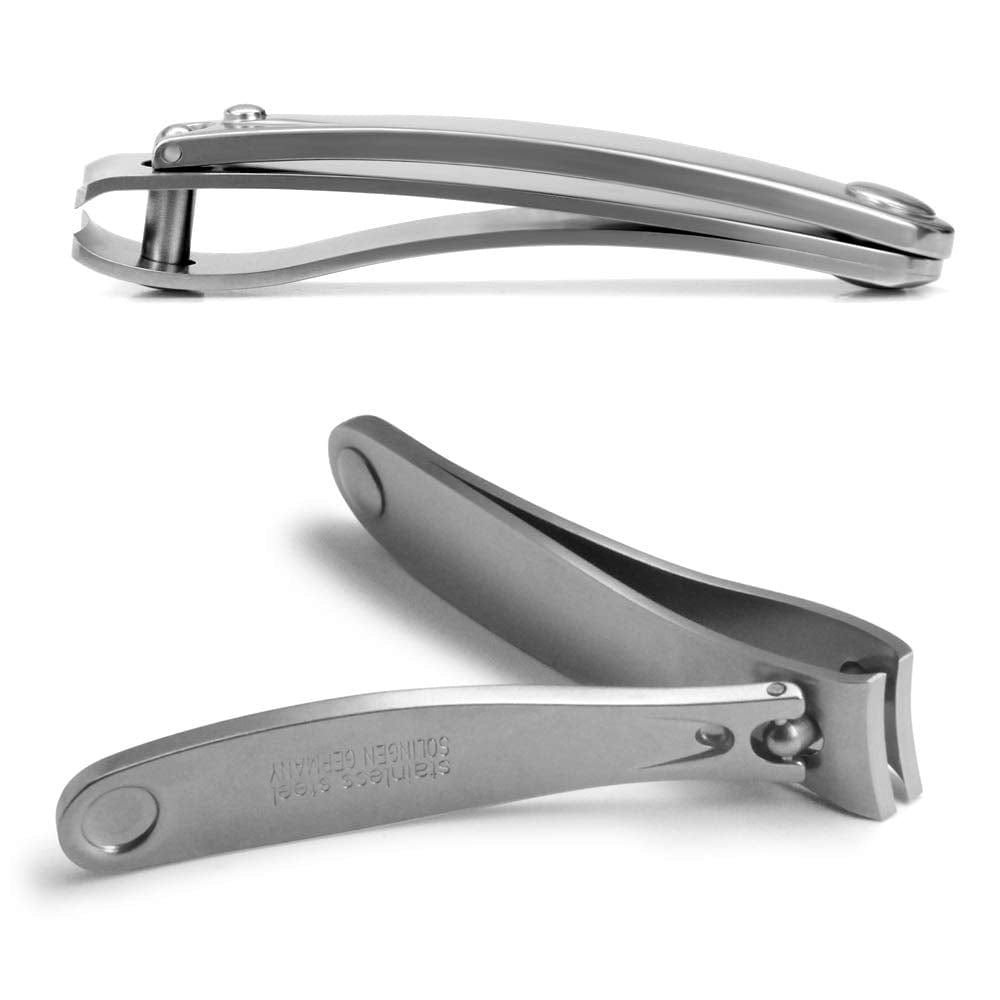 4 Piece Manicure Set in Black Leather Case: 2 Nail Clippers, Self Sharpening Combination Scissor, and Travel Glass Nail File image #9
