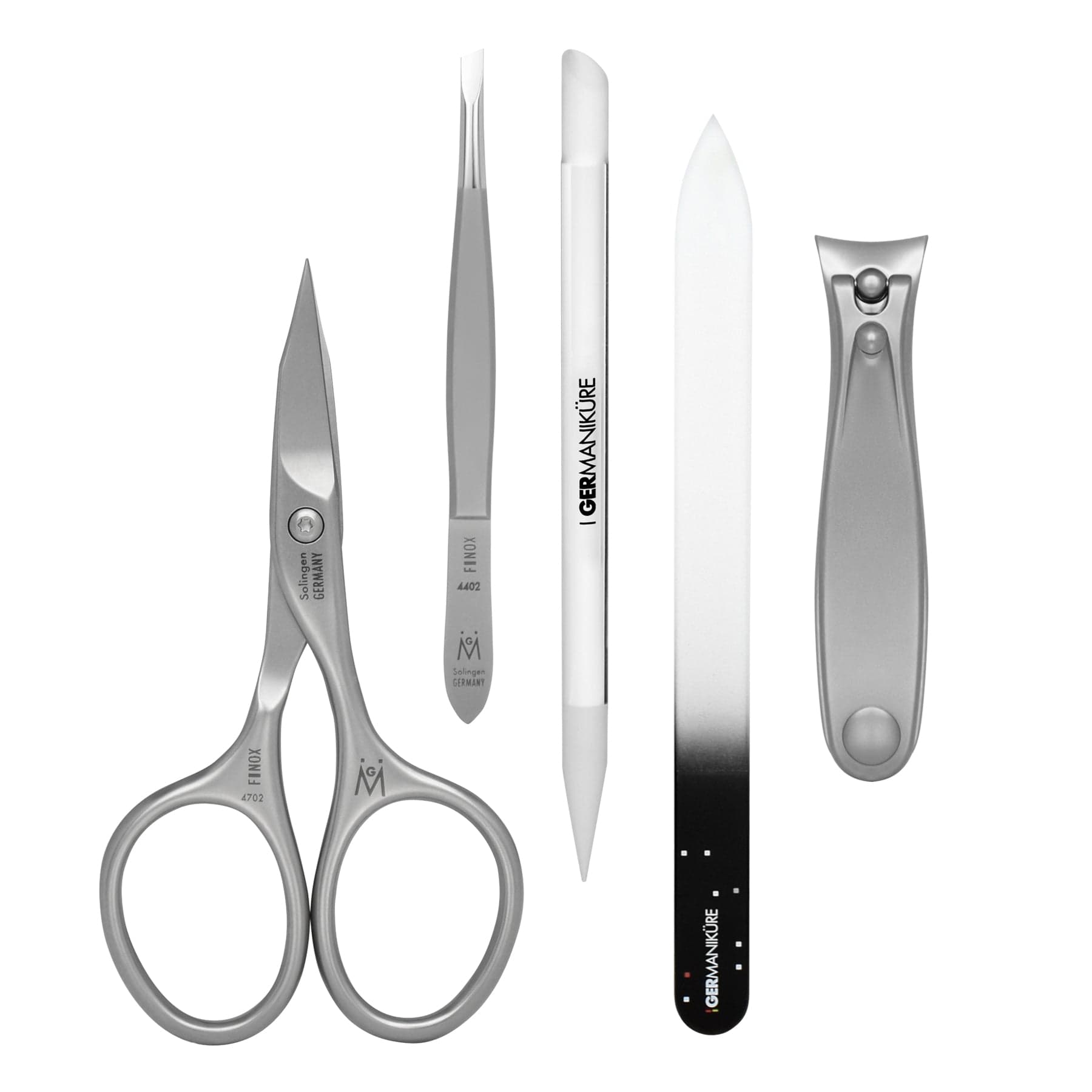 5 Piece Manicure Set in Black Leather Case: Nail Clipper, Combination Scissor, Slanted Tweezer, Glass Nail File and Cuticle Stick image #7