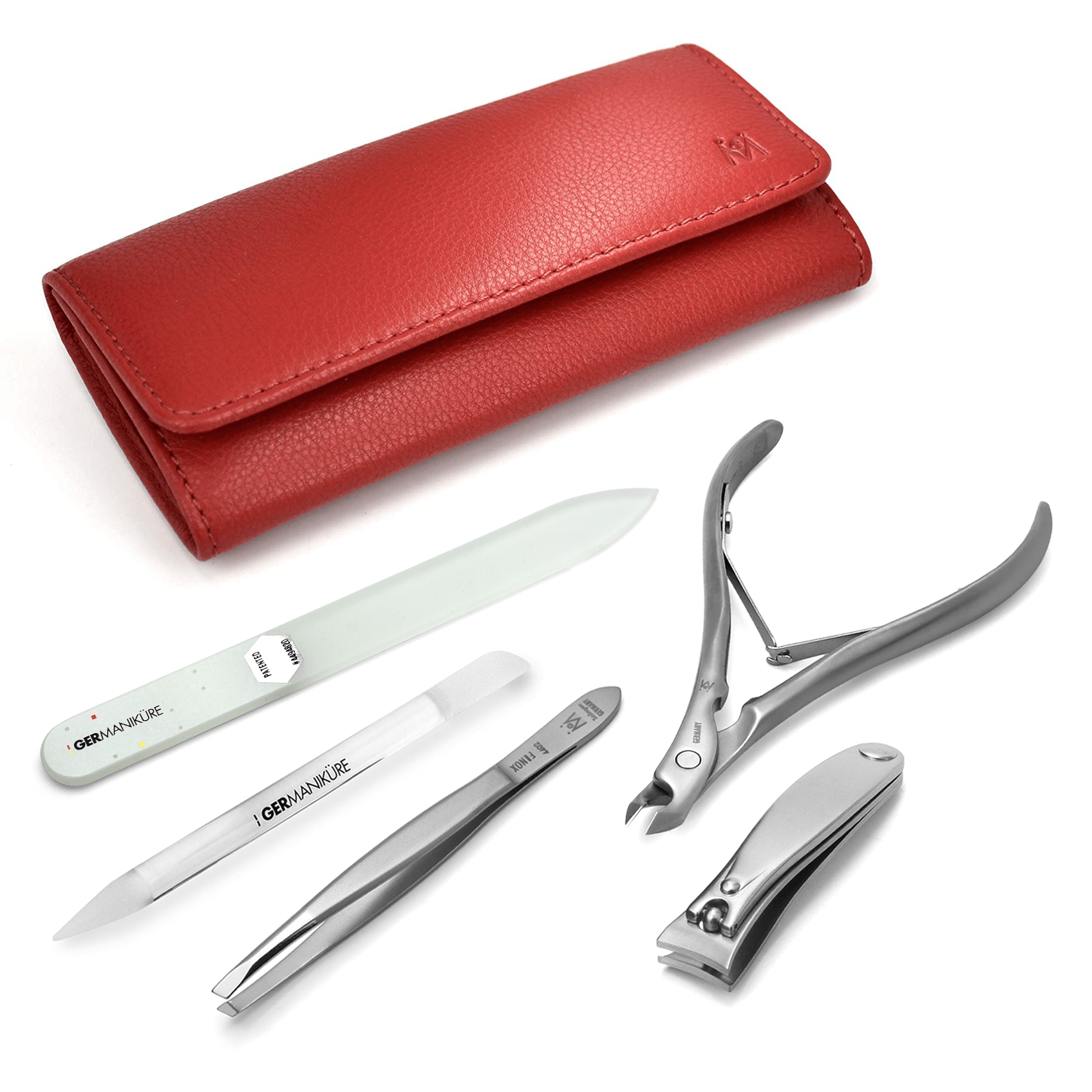 5 Piece Manicure Set: Nail Clipper, Cuticle Nipper, Slanted Tweezer, Glass Nail File and Cuticle Stick image #9