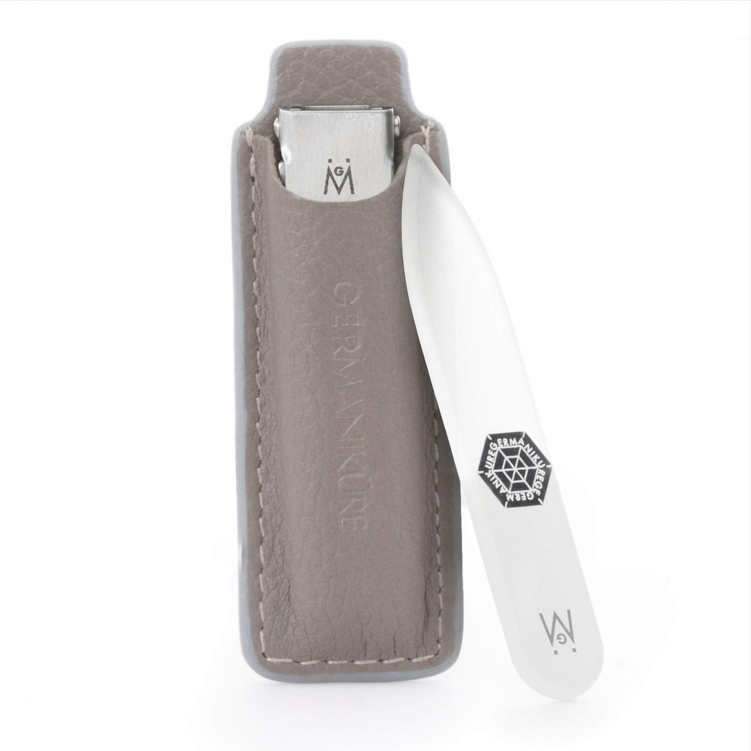 2 Piece Set: Flat Foldable Nail Clipper and Mini Glass Nail File in Leather Case image #8
