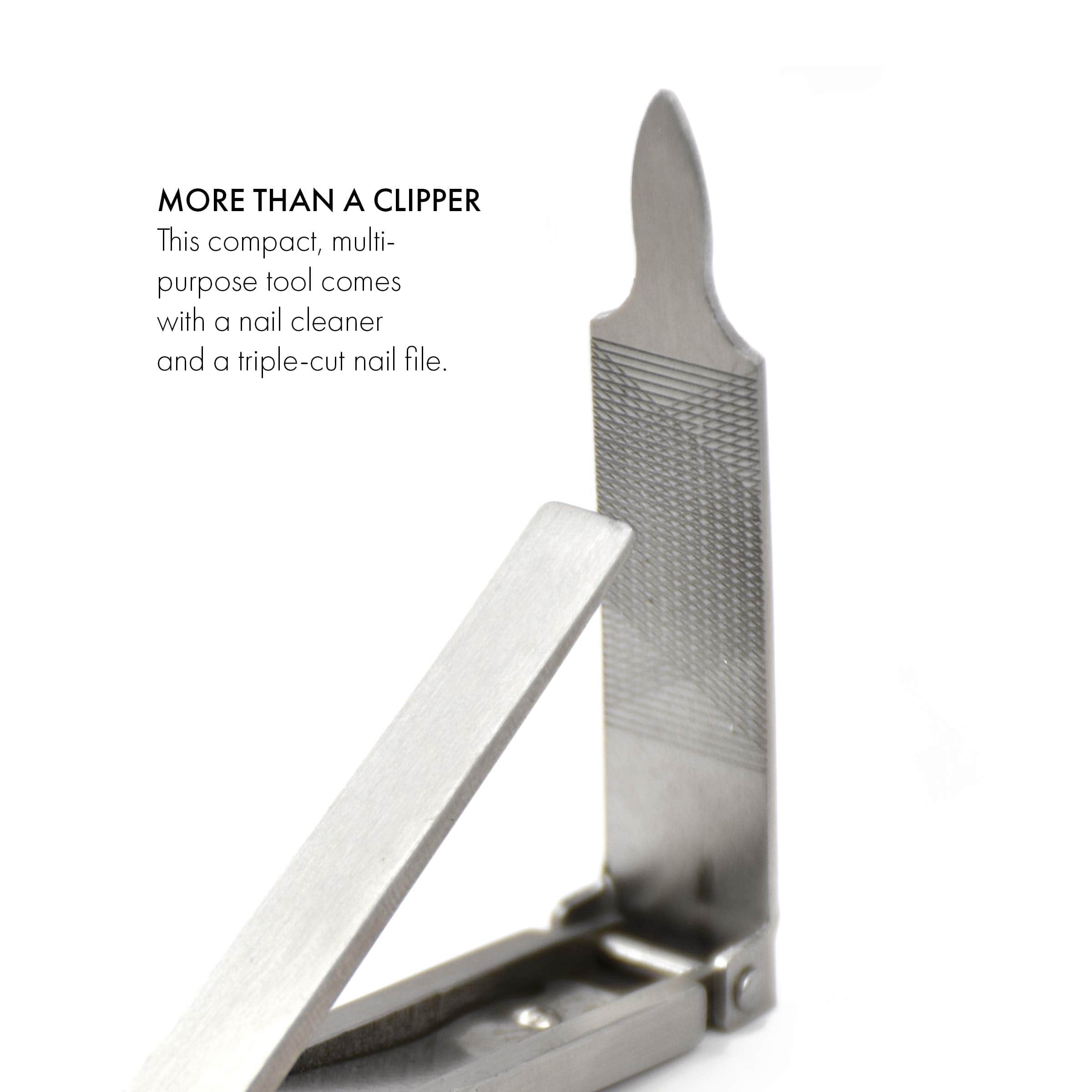 2 Piece Set: Flat Foldable Nail Clipper and Mini Glass Nail File in Leather Case image #4