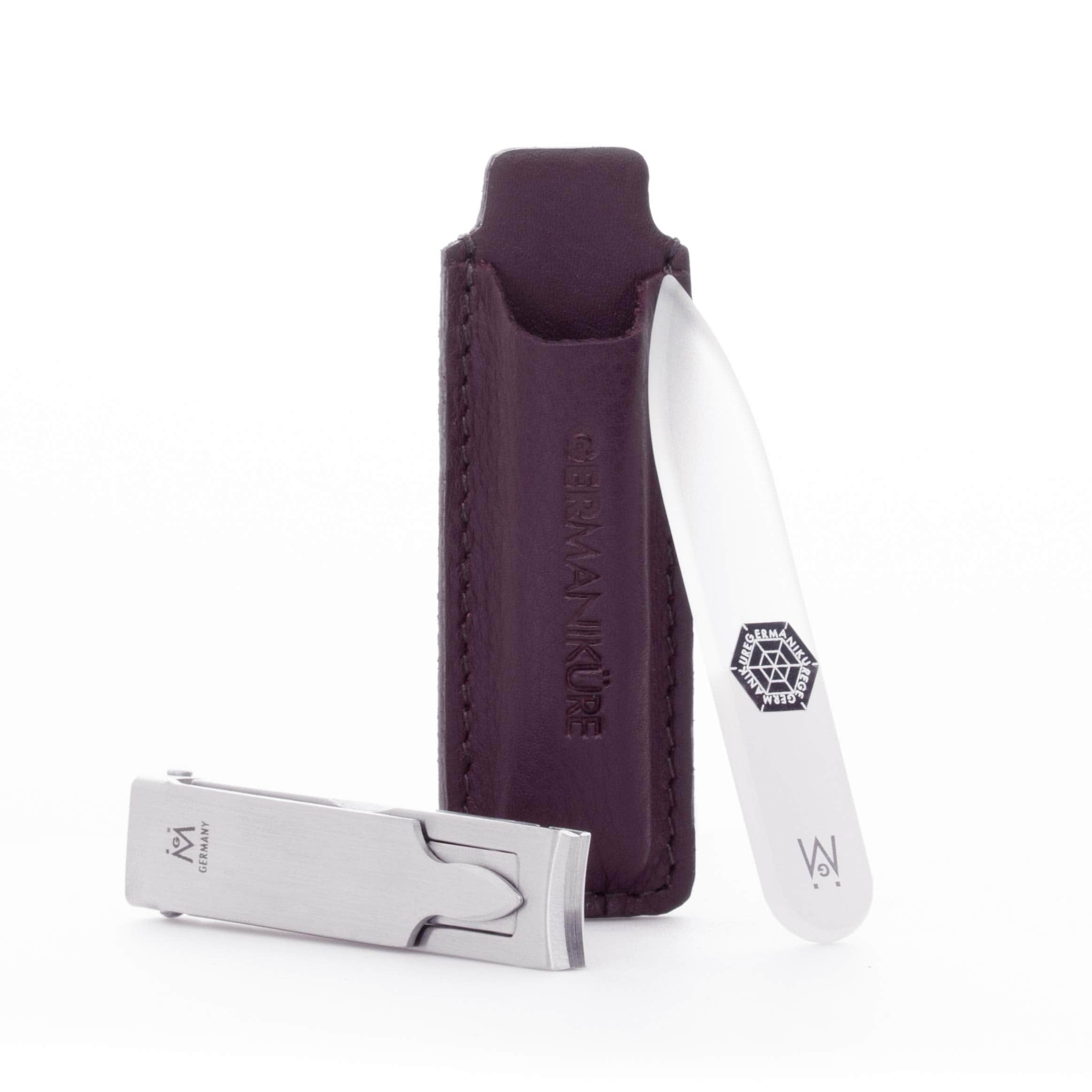 2 Piece Set: Flat Foldable Nail Clipper and Mini Glass Nail File in Leather Case image #11