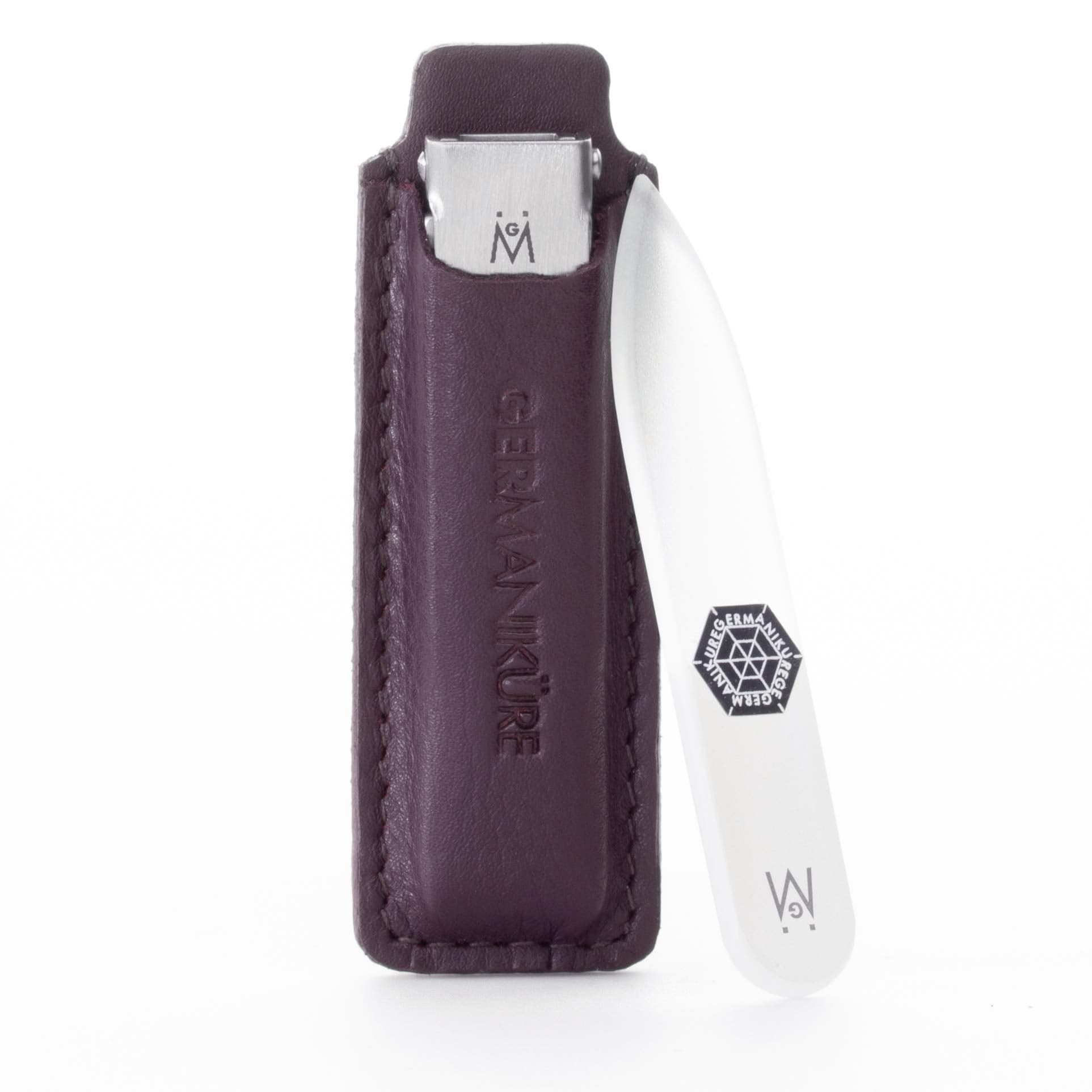2 Piece Set: Flat Foldable Nail Clipper and Mini Glass Nail File in Leather Case image #10