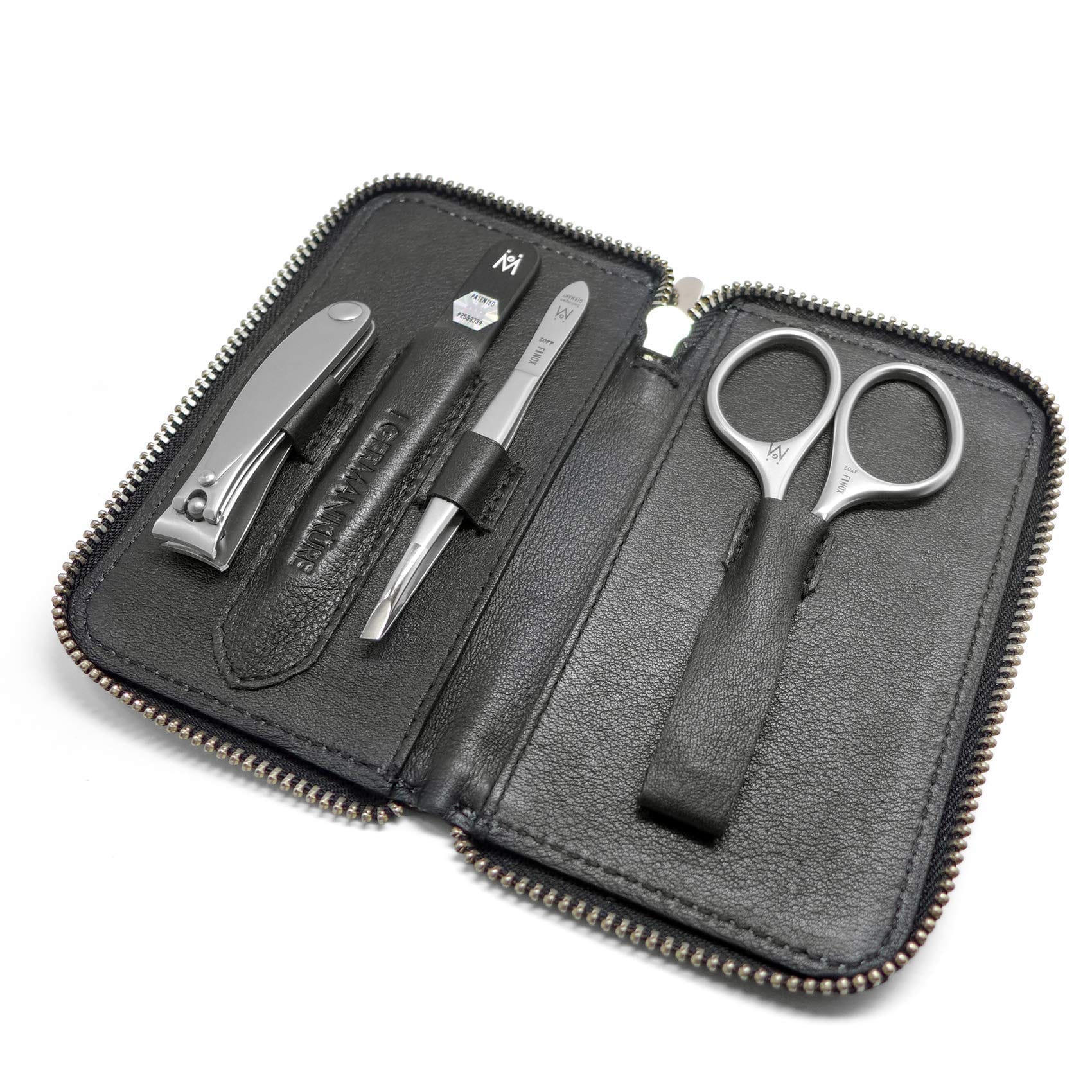 4 Piece Manicure Set: Nail Clipper, Cuticle Scissor, Tweezer, and Glass Nail File image #2