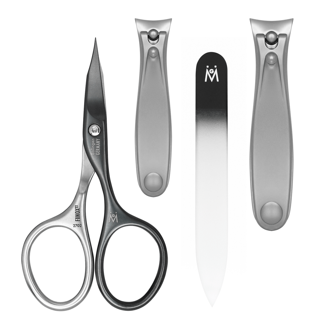 4 Piece Manicure Set in Black Leather Case: 2 Nail Clippers, Self Sharpening Combination Scissor, and Travel Glass Nail File image #10