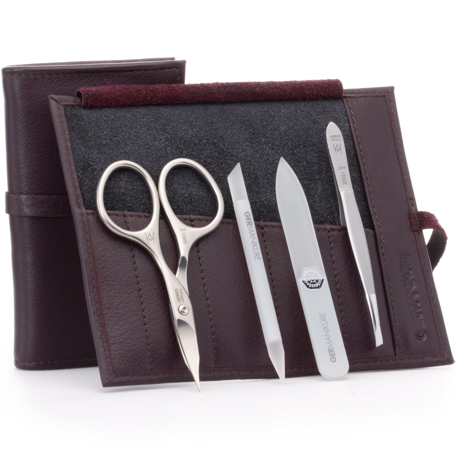 4pc Manicure Set Roll: Combination Scissors, Slanted Tweezer, Small Glass File, and Glass Stick image #11