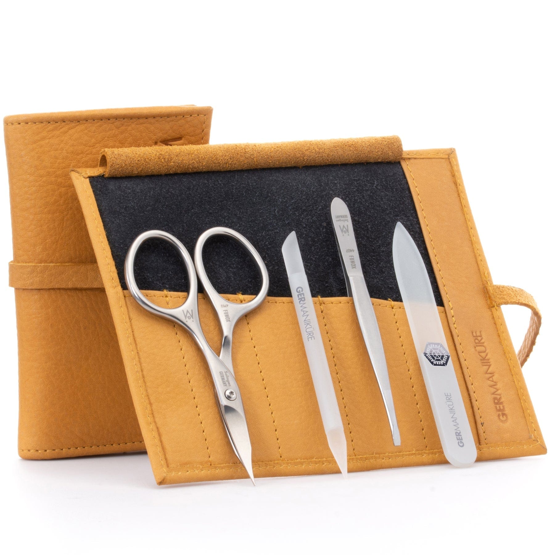 4pc Manicure Set Roll: Combination Scissors, Slanted Tweezer, Small Glass File, and Glass Stick image #13