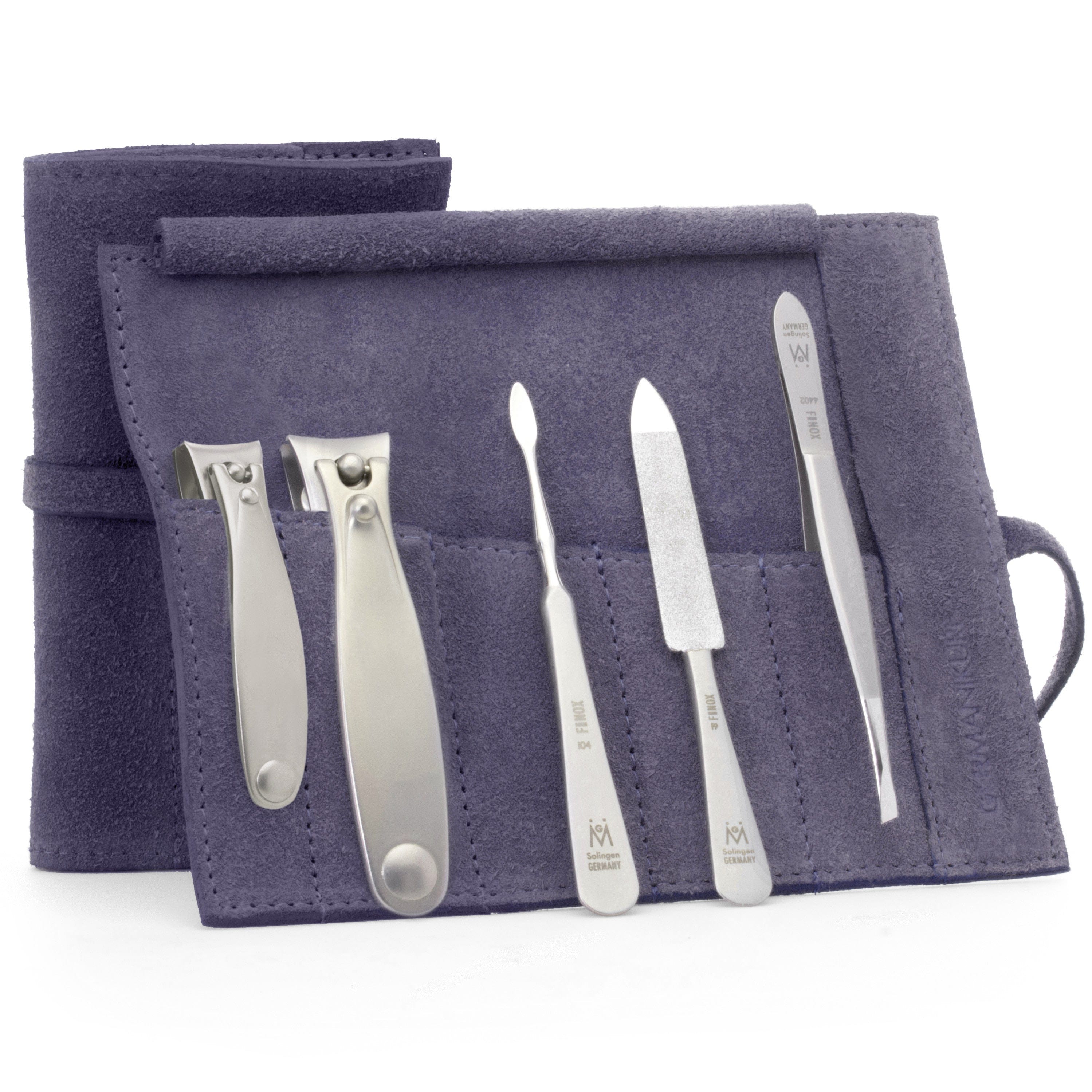 5pc Manicure & Pedicure Set Roll: Fingernail and Toenail Clipper, Sapphire File, Nail Cleaner, and Slanted Tweezer image #11