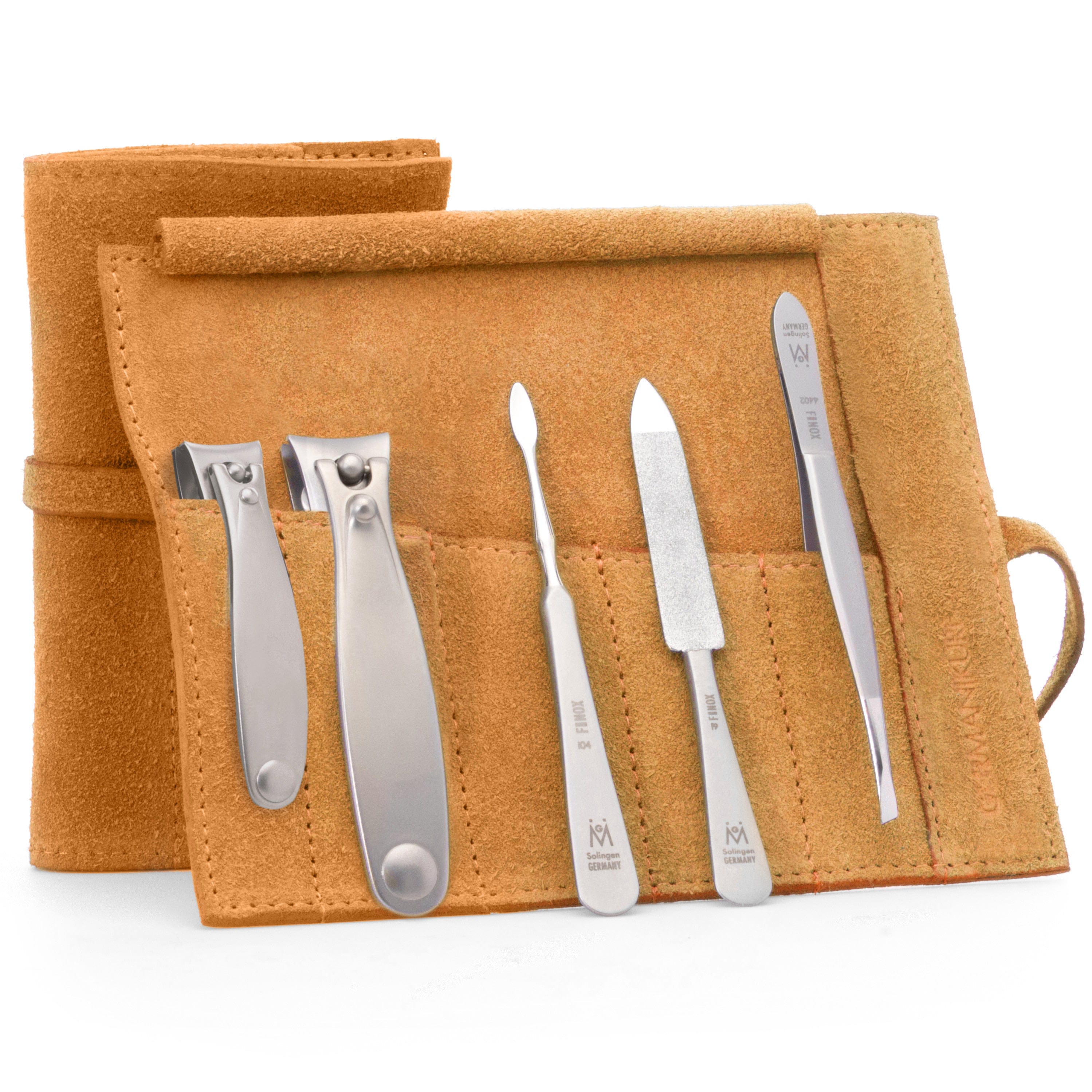 5pc Manicure & Pedicure Set Roll: Fingernail and Toenail Clipper, Sapphire File, Nail Cleaner, and Slanted Tweezer image #18