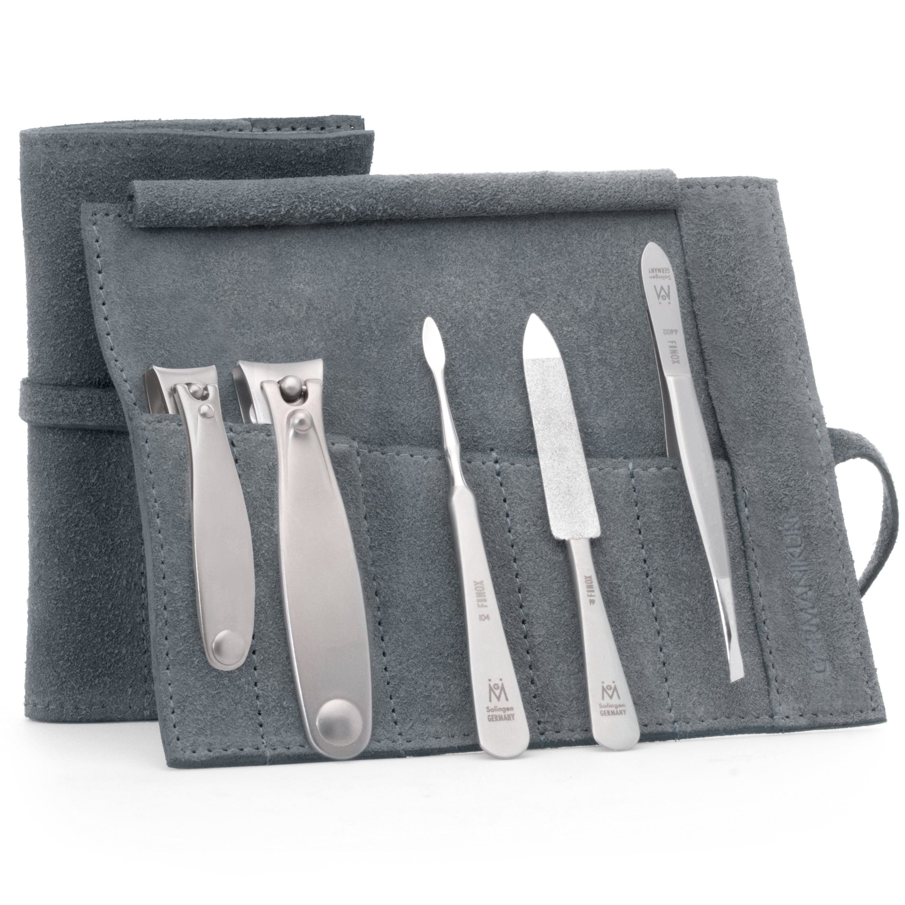 5pc Manicure & Pedicure Set Roll: Fingernail and Toenail Clipper, Sapphire File, Nail Cleaner, and Slanted Tweezer image #13
