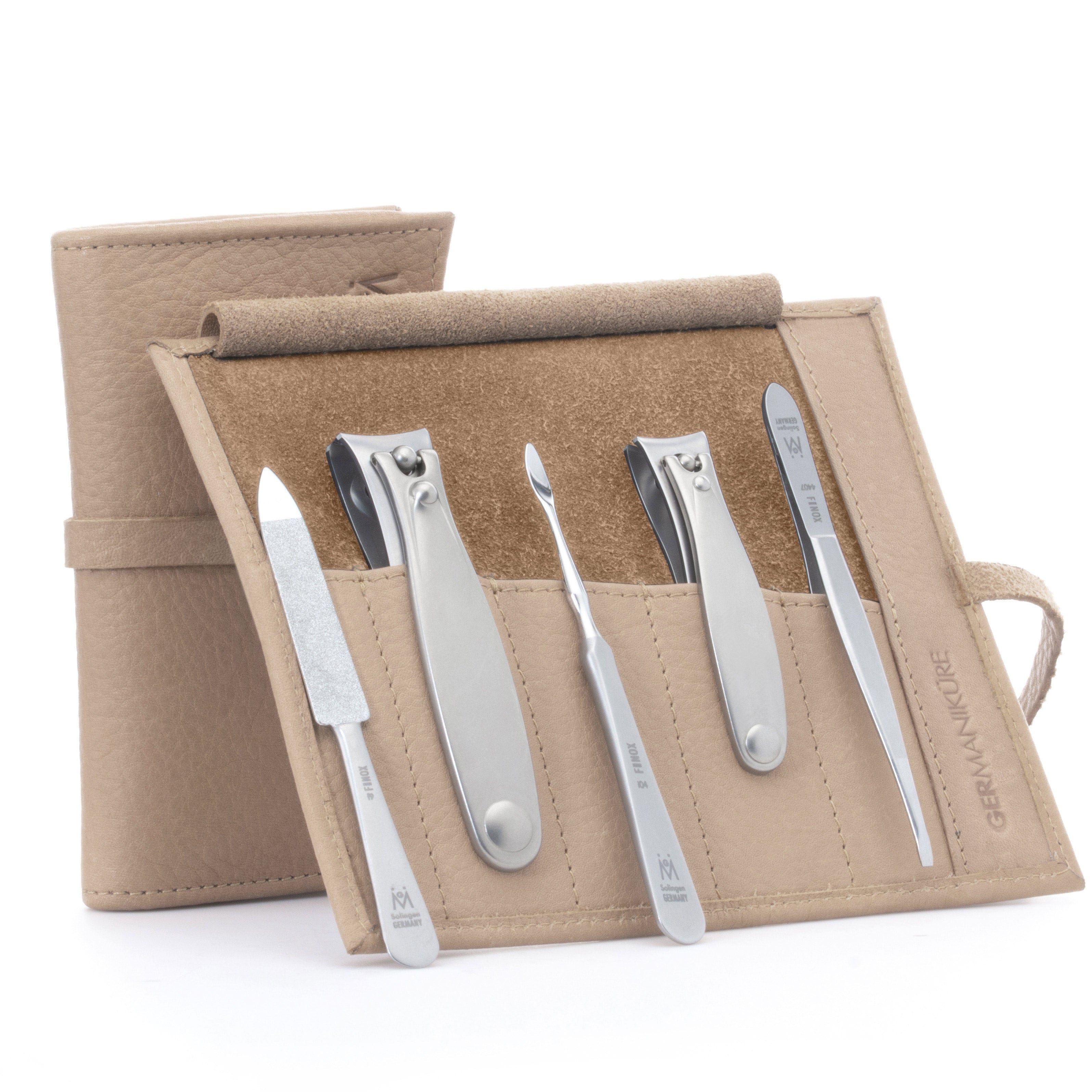 5pc Manicure & Pedicure Set Roll: Fingernail and Toenail Clipper, Sapphire File, Nail Cleaner, and Slanted Tweezer image #5