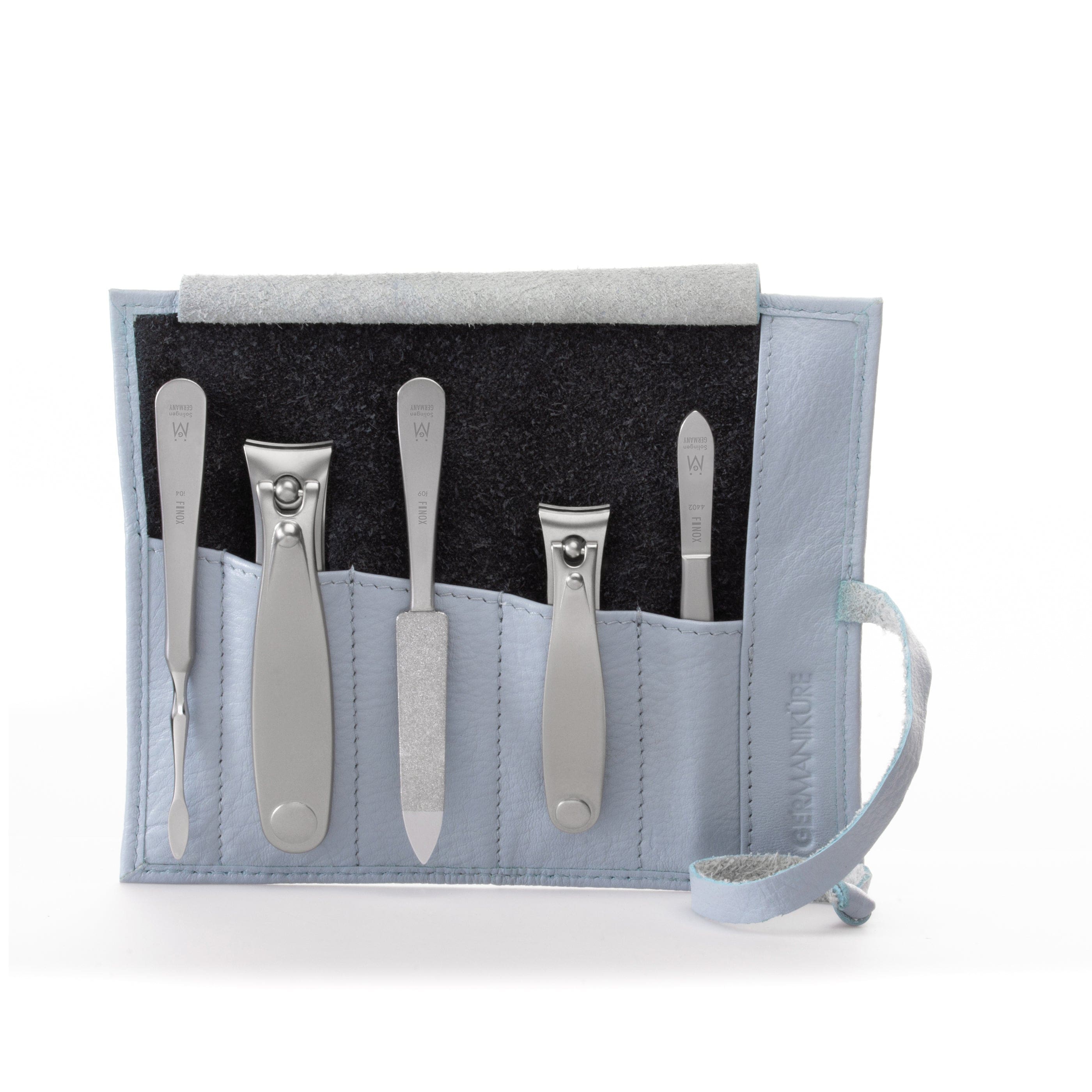 5pc Manicure & Pedicure Set Roll: Fingernail and Toenail Clipper, Sapphire File, Nail Cleaner, and Slanted Tweezer image #22