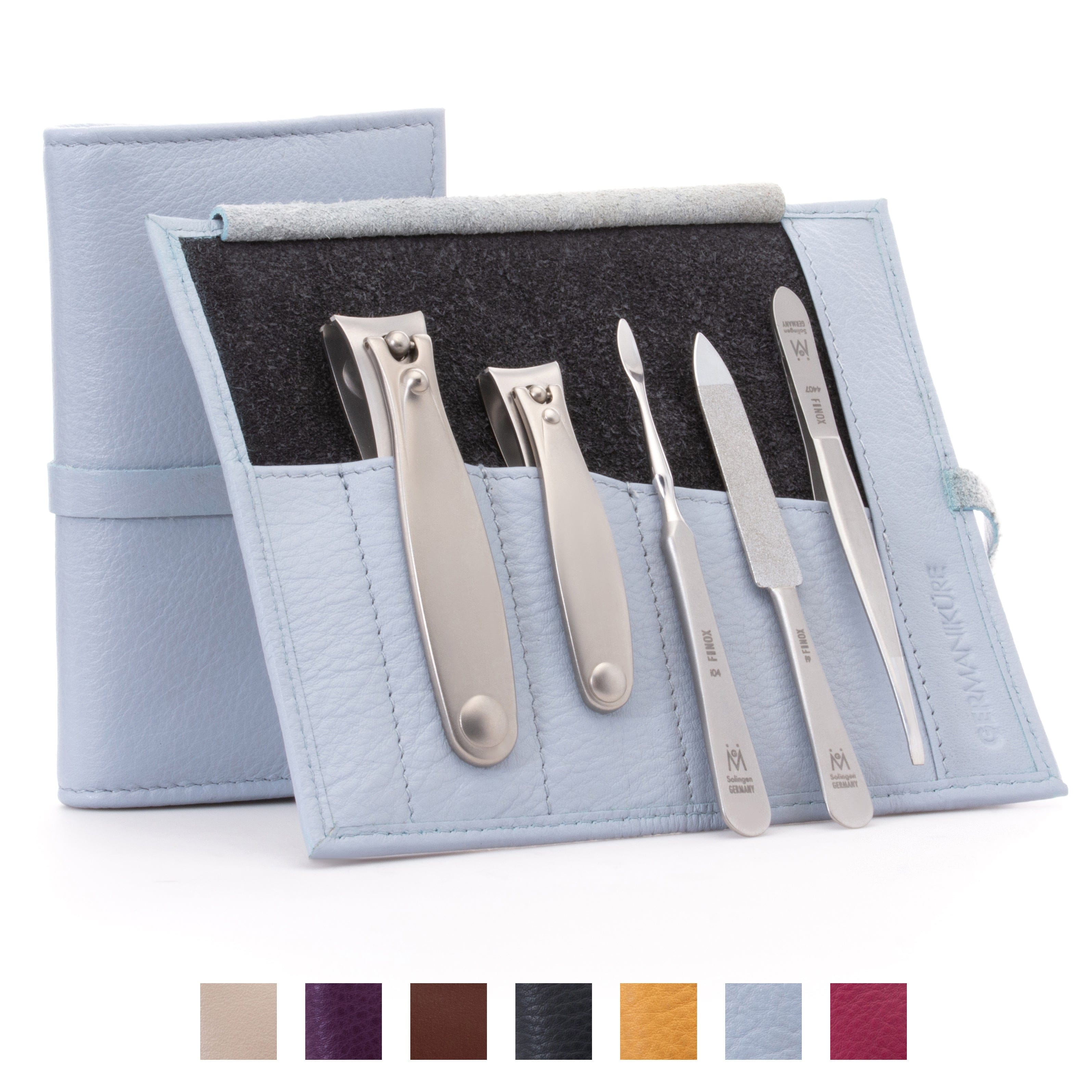 5pc Manicure & Pedicure Set Roll: Fingernail and Toenail Clipper, Sapphire File, Nail Cleaner, and Slanted Tweezer image #32