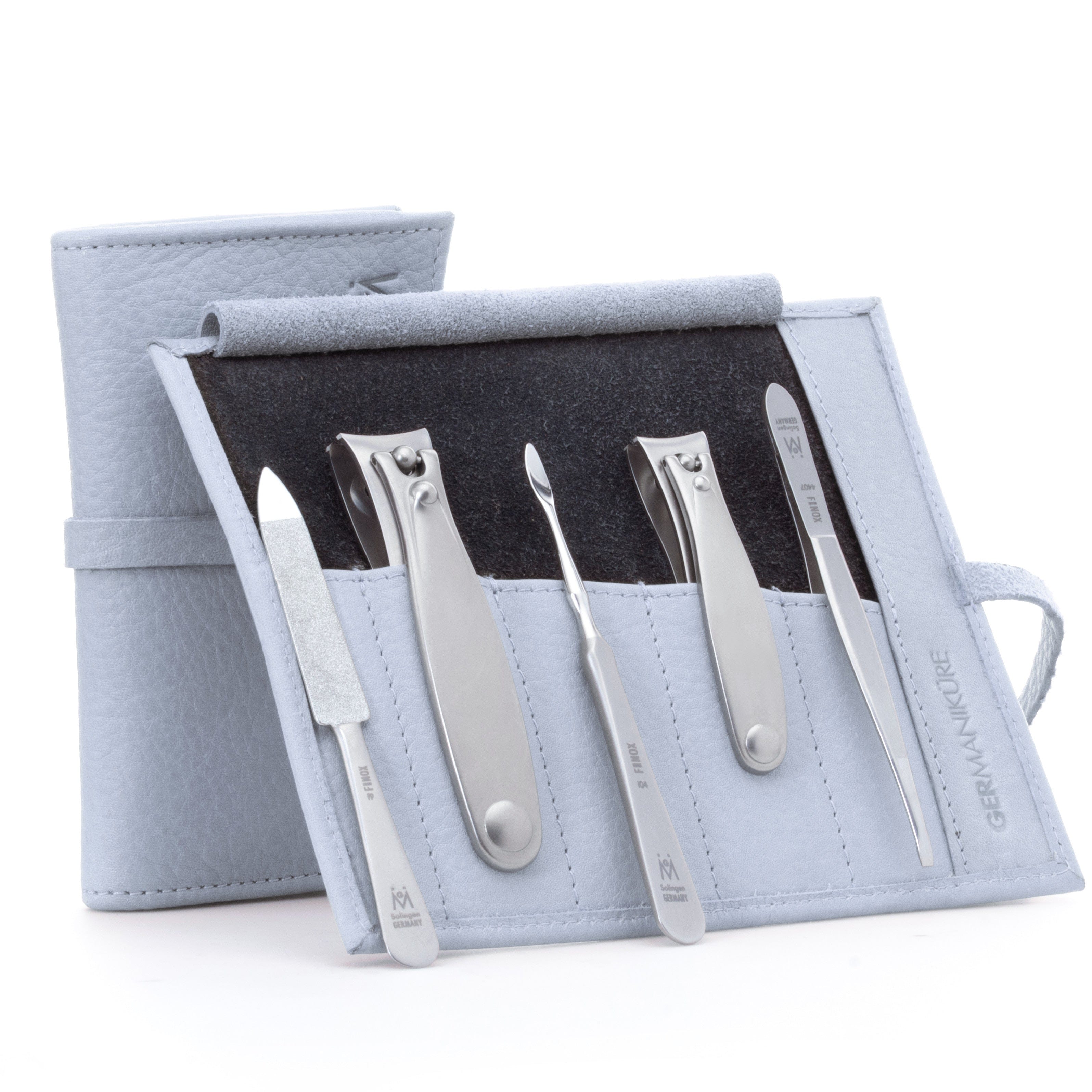 5pc Manicure & Pedicure Set Roll: Fingernail and Toenail Clipper, Sapphire File, Nail Cleaner, and Slanted Tweezer image #10