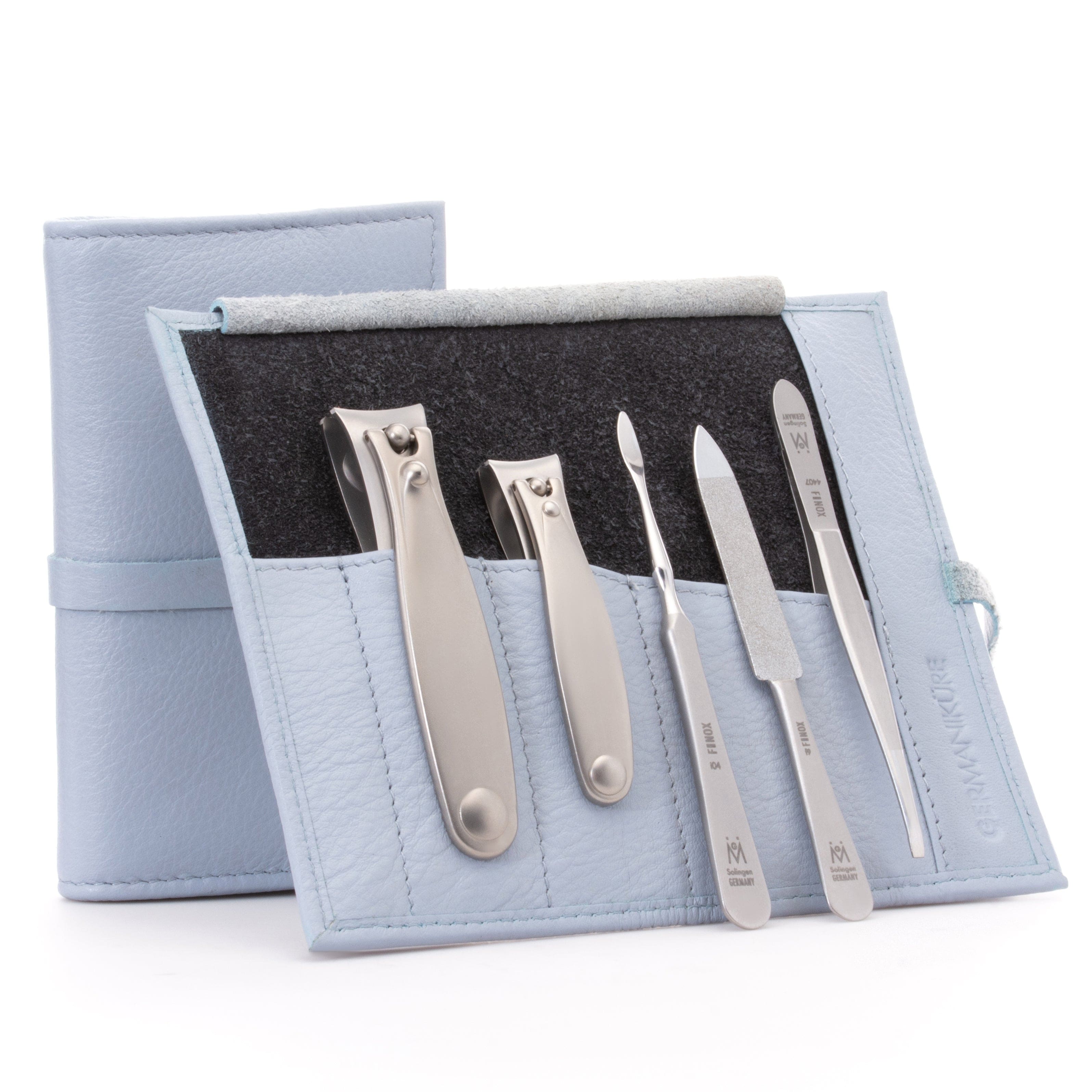 5pc Manicure & Pedicure Set Roll: Fingernail and Toenail Clipper, Sapphire File, Nail Cleaner, and Slanted Tweezer image #40