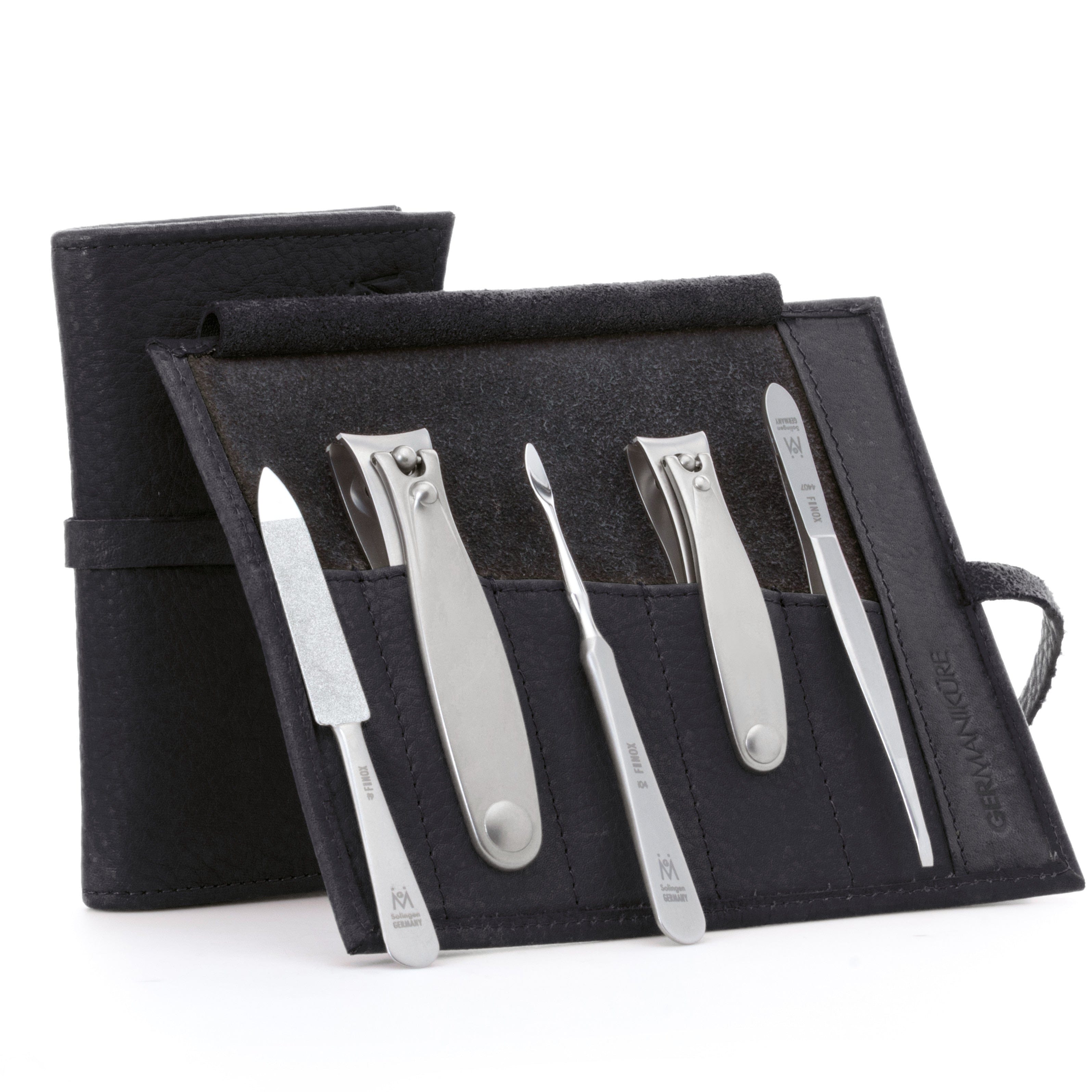 5pc Manicure & Pedicure Set Roll: Fingernail and Toenail Clipper, Sapphire File, Nail Cleaner, and Slanted Tweezer image #6