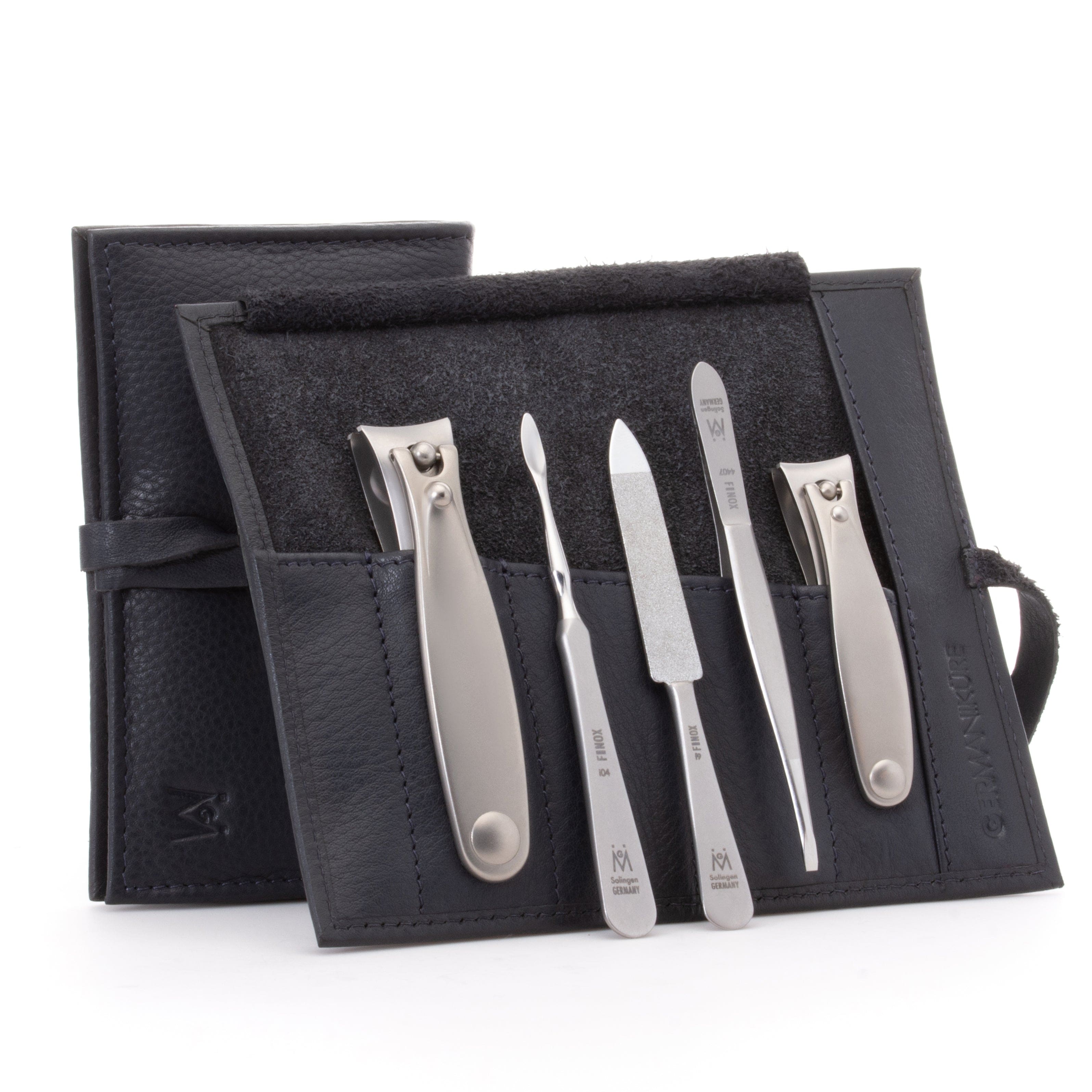 5pc Manicure & Pedicure Set Roll: Fingernail and Toenail Clipper, Sapphire File, Nail Cleaner, and Slanted Tweezer image #41