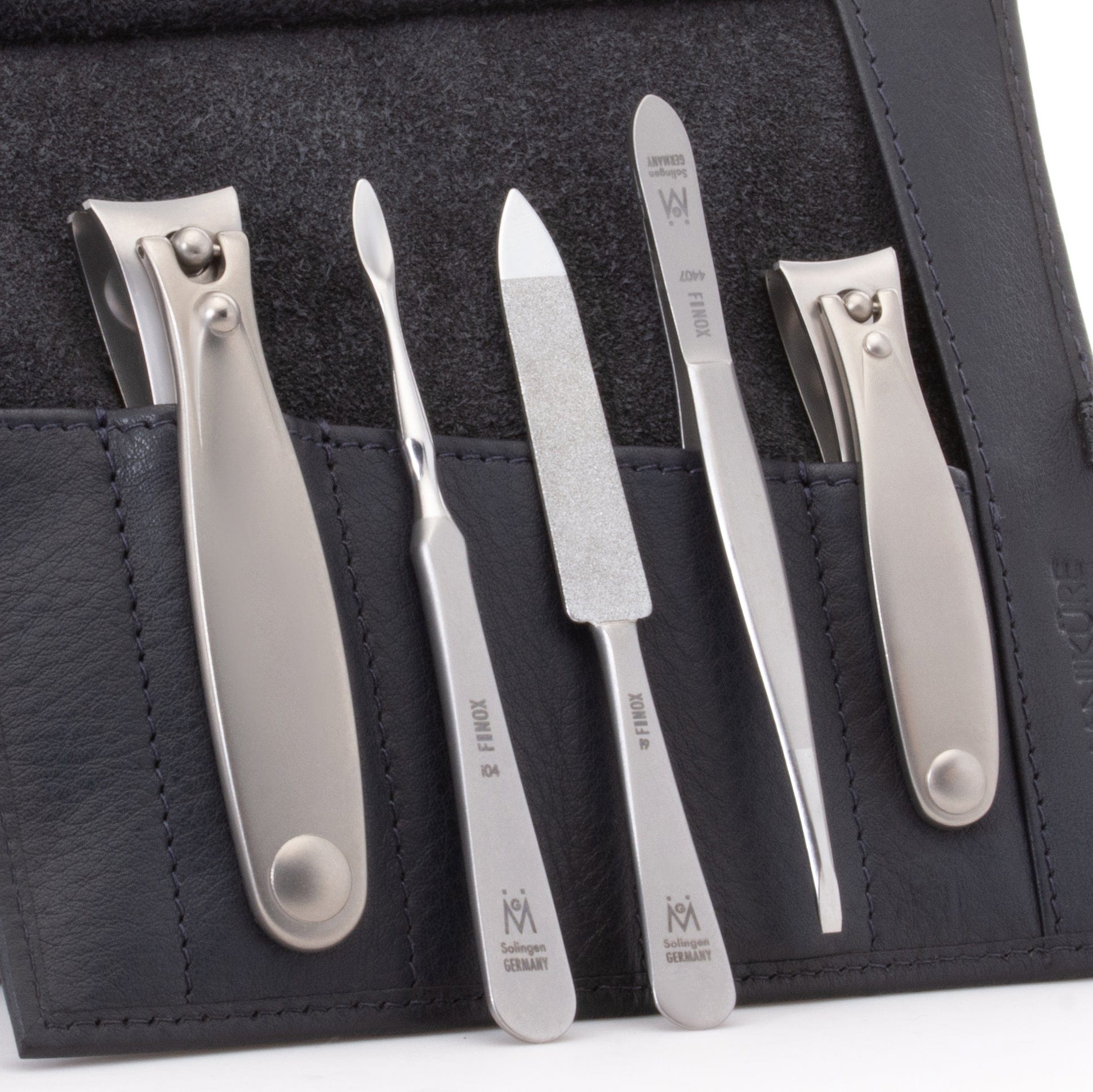 5pc Manicure & Pedicure Set Roll: Fingernail and Toenail Clipper, Sapphire File, Nail Cleaner, and Slanted Tweezer image #8