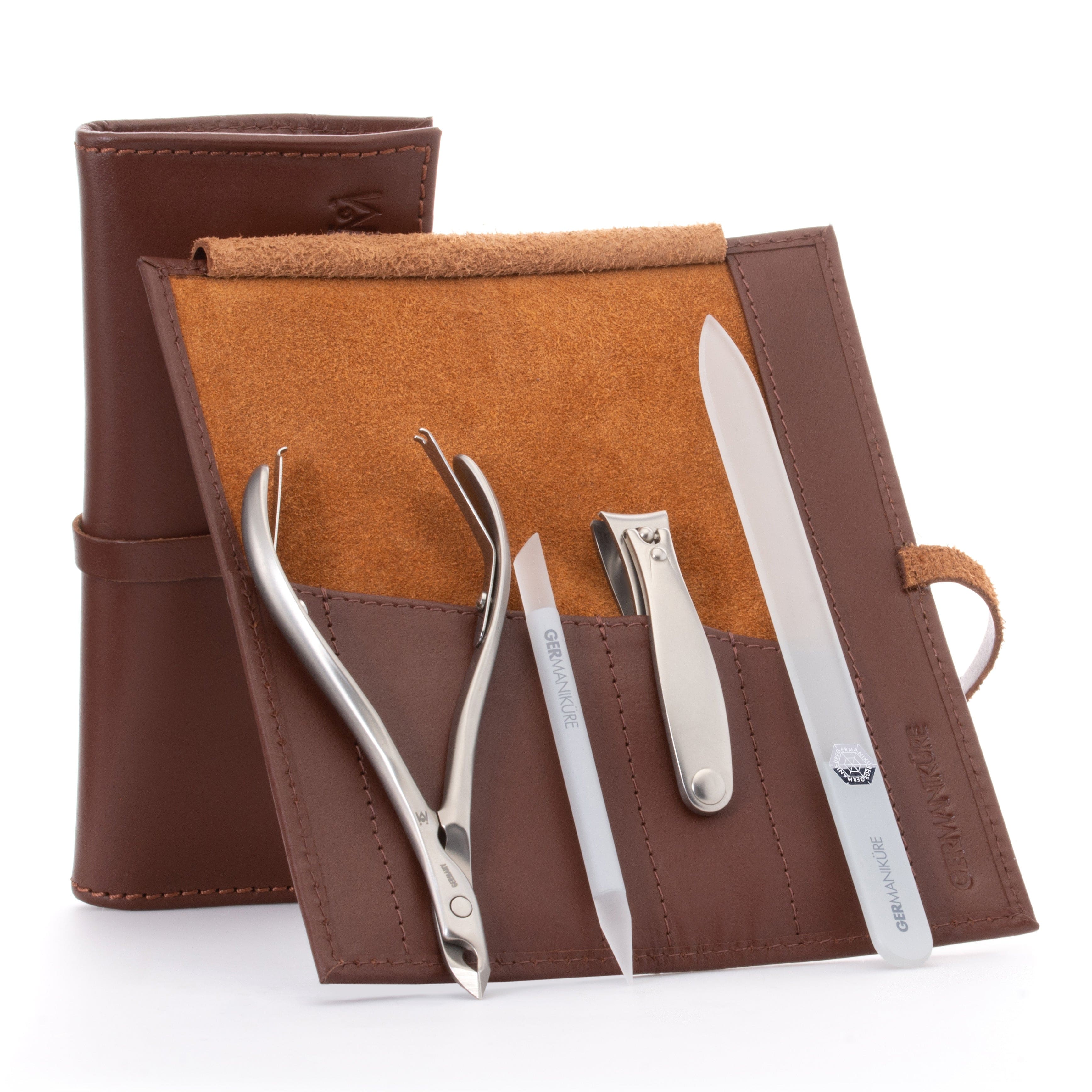 4pc Manicure Set Roll: Fingernail Clipper, Cuticle Nipper, Glass Nail File, and Glass Stick image #13