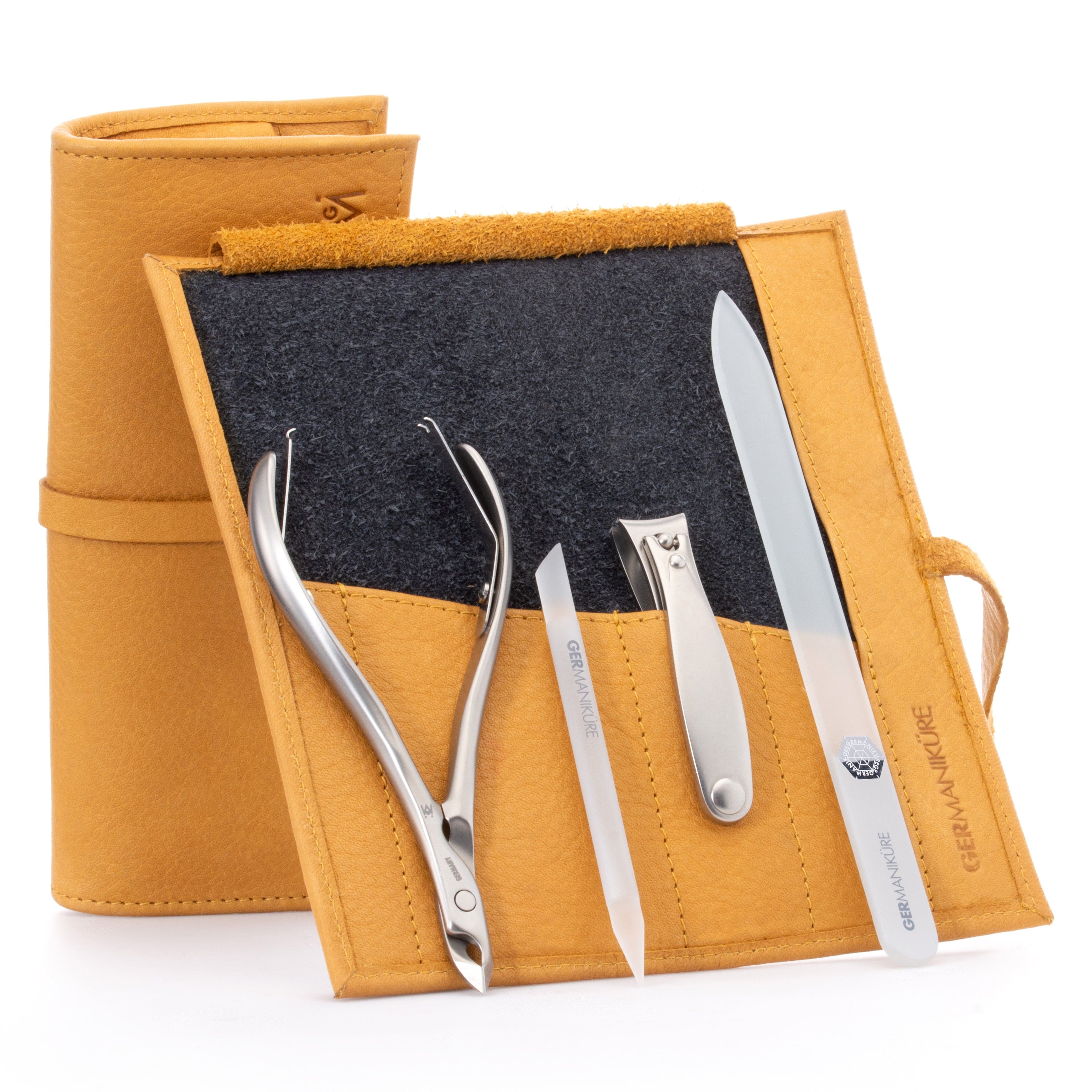 4pc Manicure Set Roll: Fingernail Clipper, Cuticle Nipper, Glass Nail File, and Glass Stick image #15