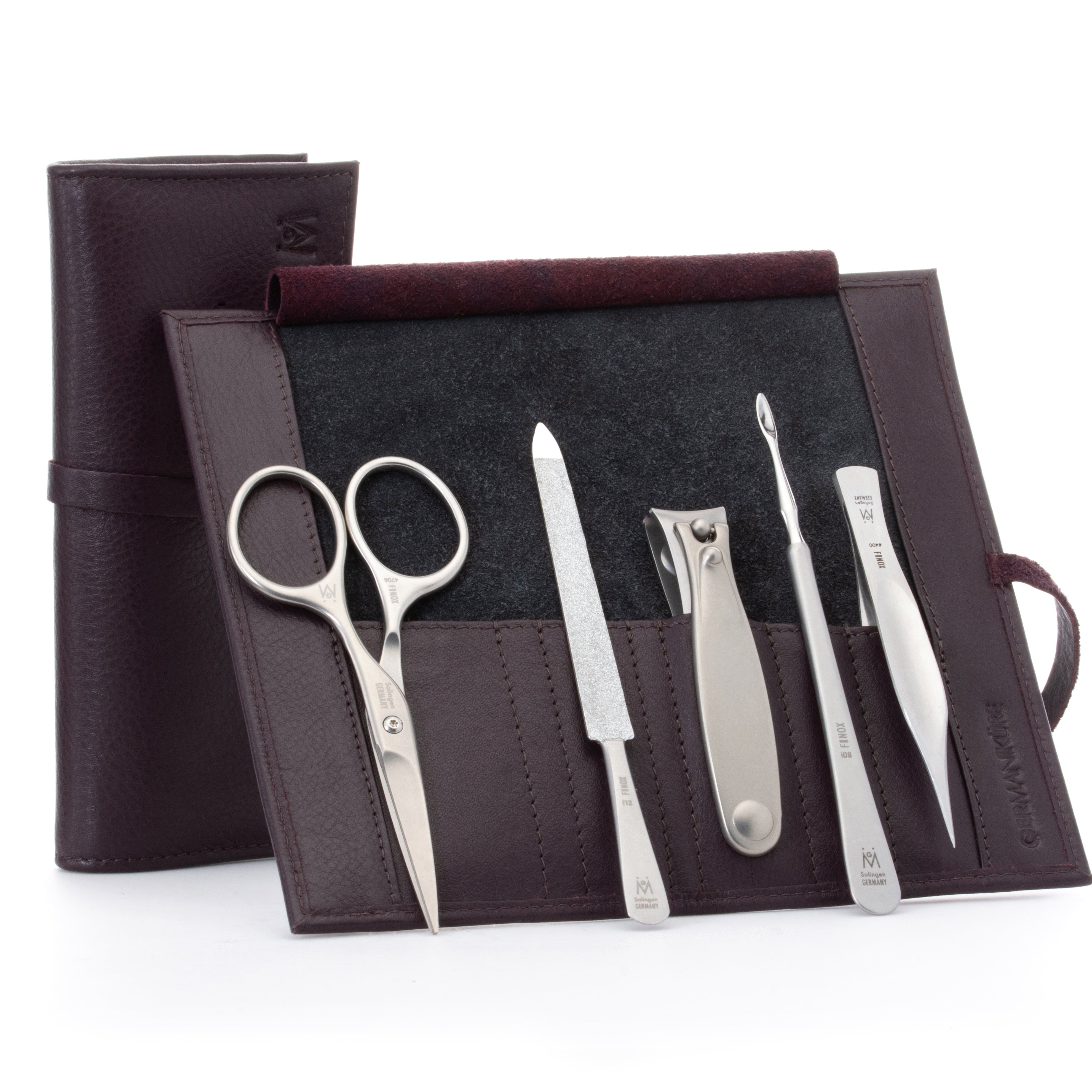 5 Piece Manicure Set: Mustache Scissors, Nail Clipper, Pointed Splinter Tweezer, Sapphire File, and Nail Cleaner image #10