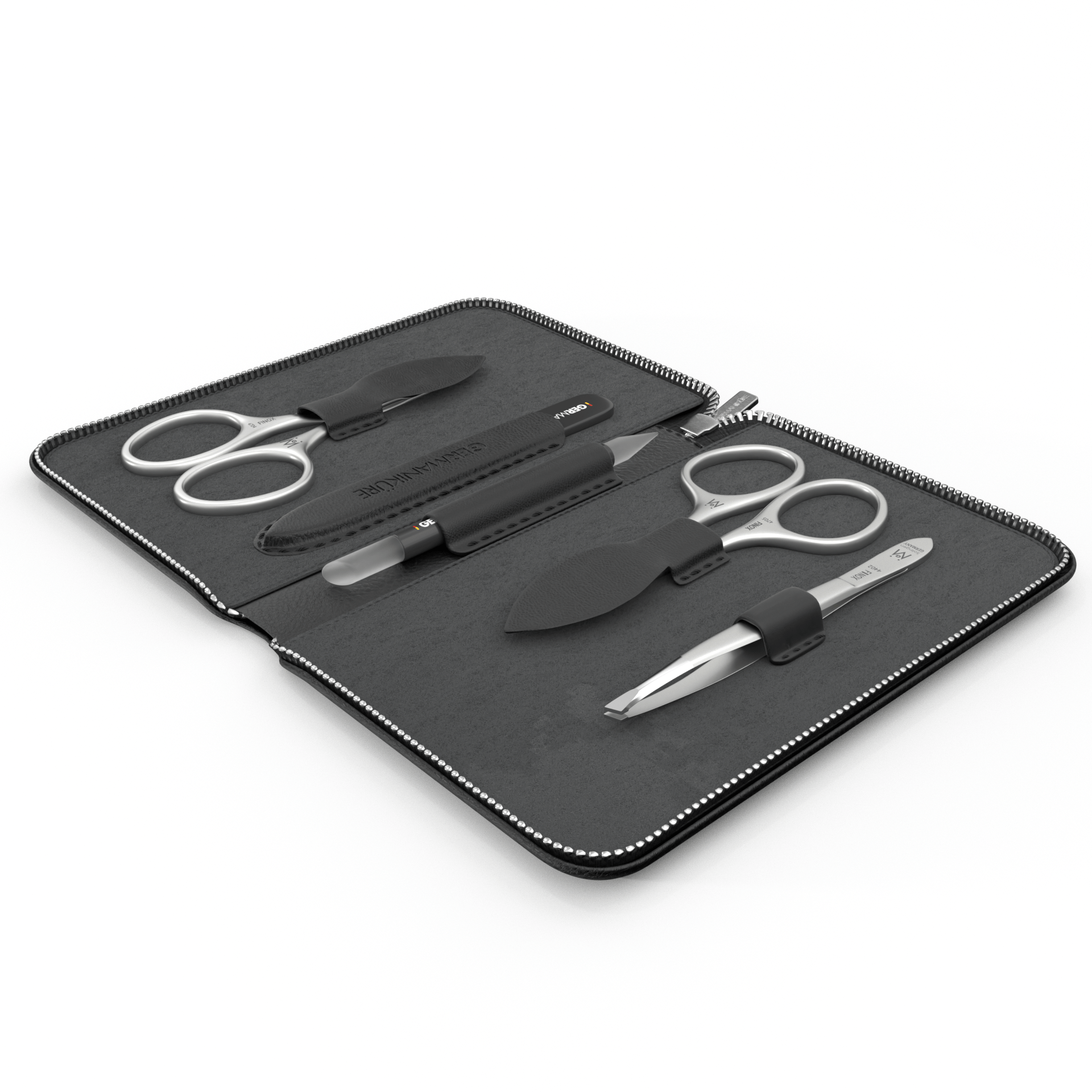 5 Piece Manicure Set in Zipper Case: 2 Scissors, Glass File, Cuticle Stick, and Tweezer image #3