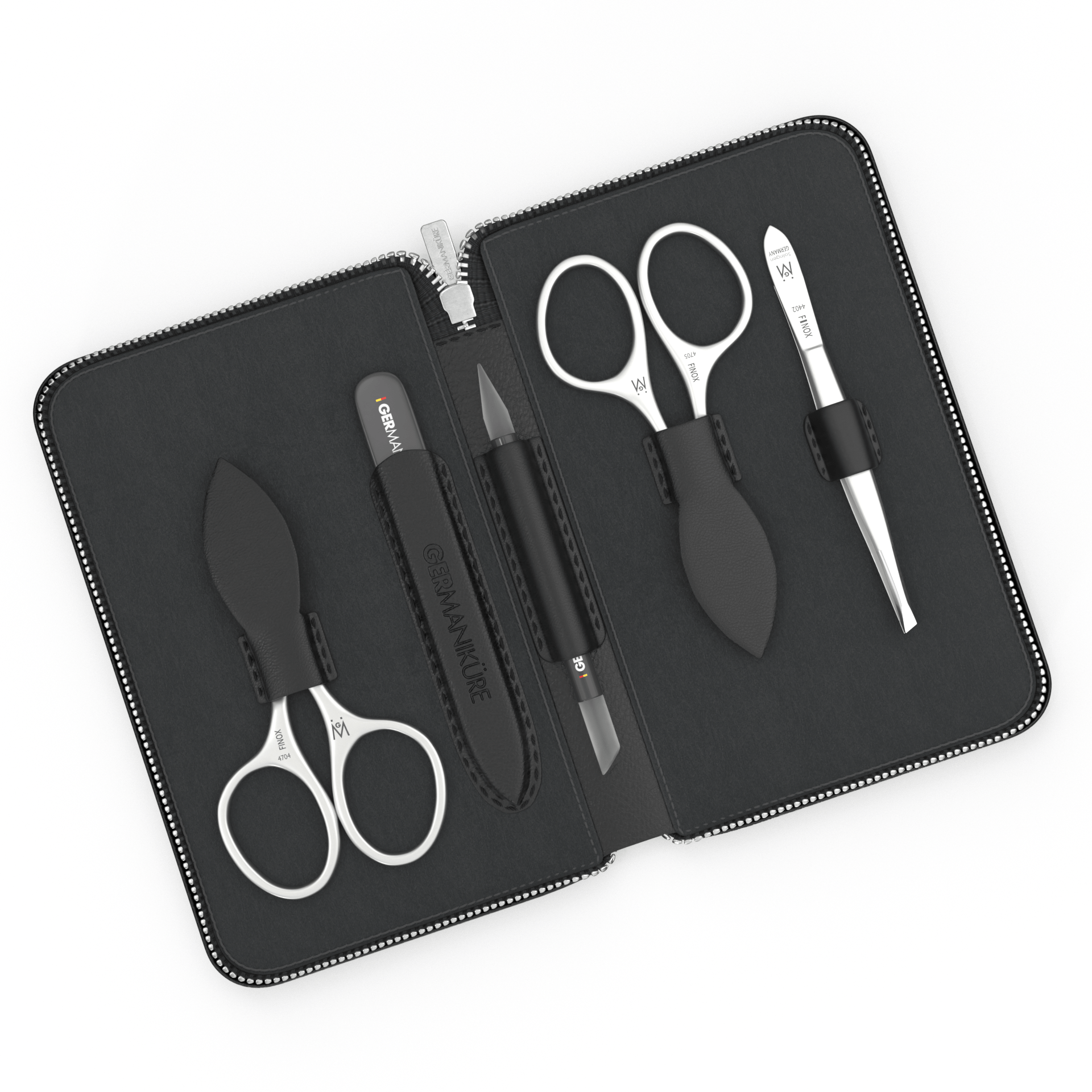 5 Piece Manicure Set in Zipper Case: 2 Scissors, Glass File, Cuticle Stick, and Tweezer image #2