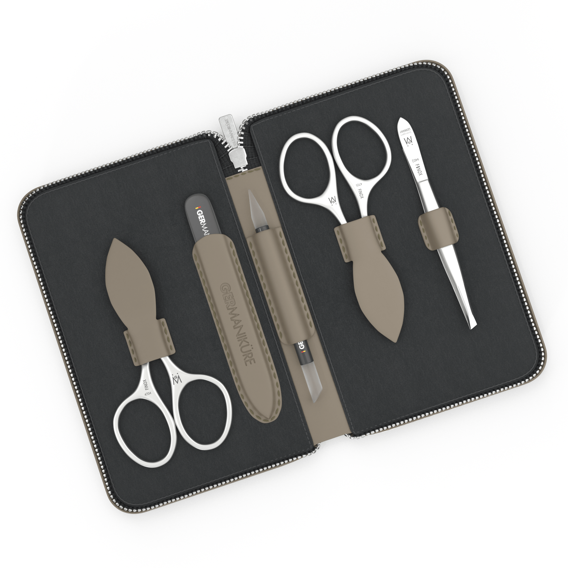 5 Piece Manicure Set in Zipper Case: 2 Scissors, Glass File, Cuticle Stick, and Tweezer image #1