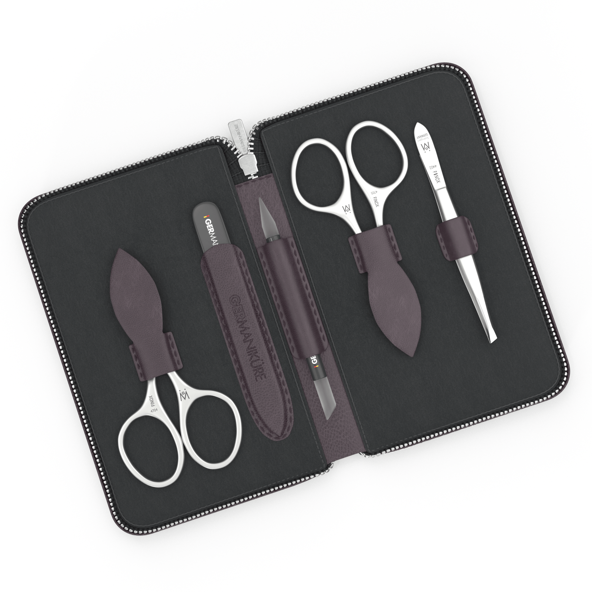 5 Piece Manicure Set in Zipper Case: 2 Scissors, Glass File, Cuticle Stick, and Tweezer image #9