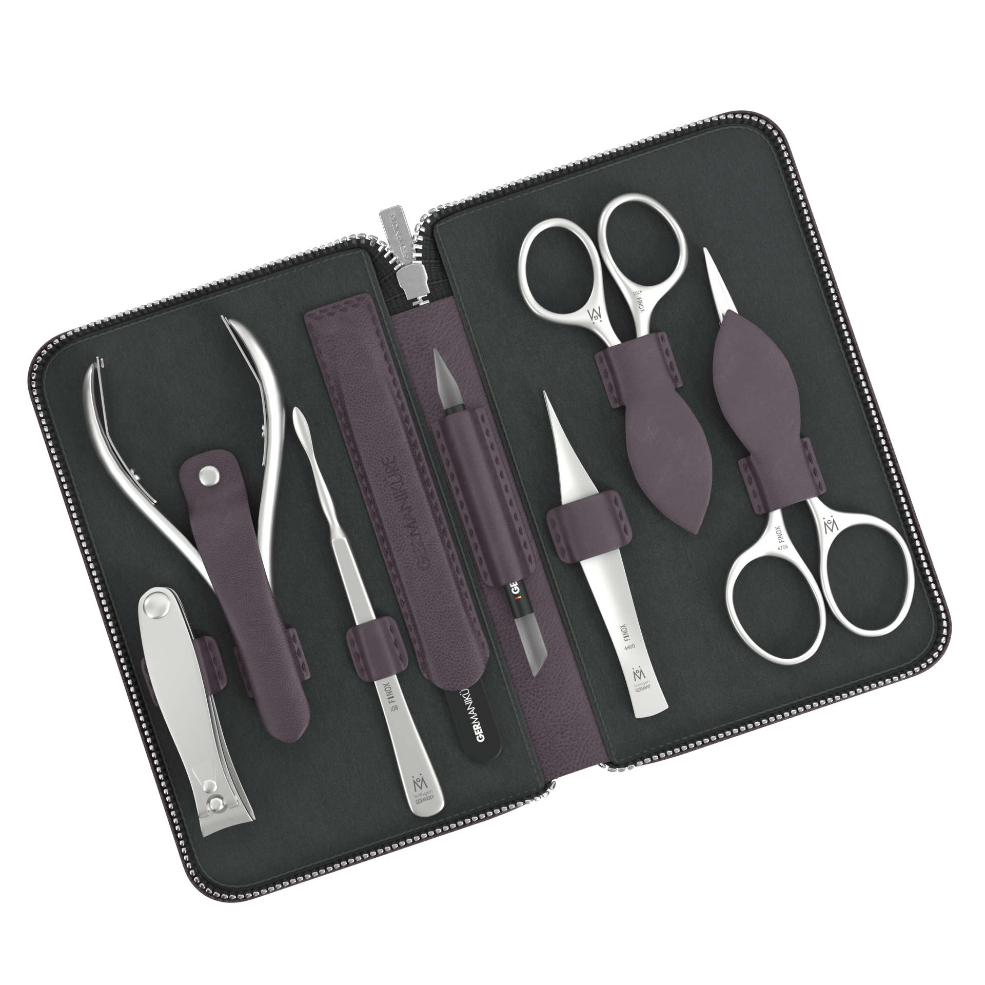 8 Piece Manicure and Grooming Set in Zipper Case: 2 Scissor, Clipper, Nipper, Nail Cleaner, Glass File, Cuticle Stick, and Tweezer image #6