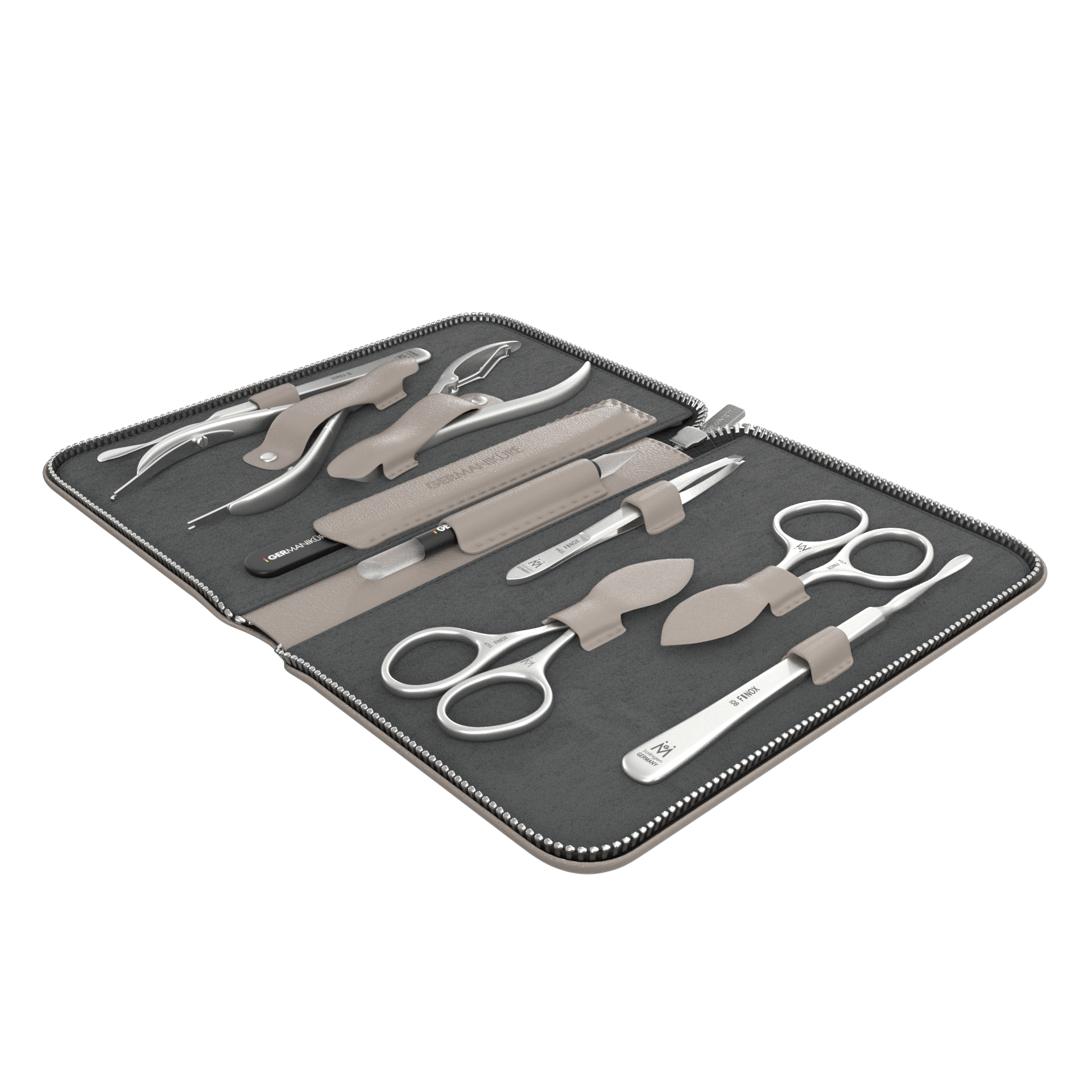 9 Piece Manicure Set in Zipper Case: 2 Scissor, 2 Nipper, Nail Cleaner, Cuticle Pusher, Glass File, Cuticle Stick, and Tweezer image #5