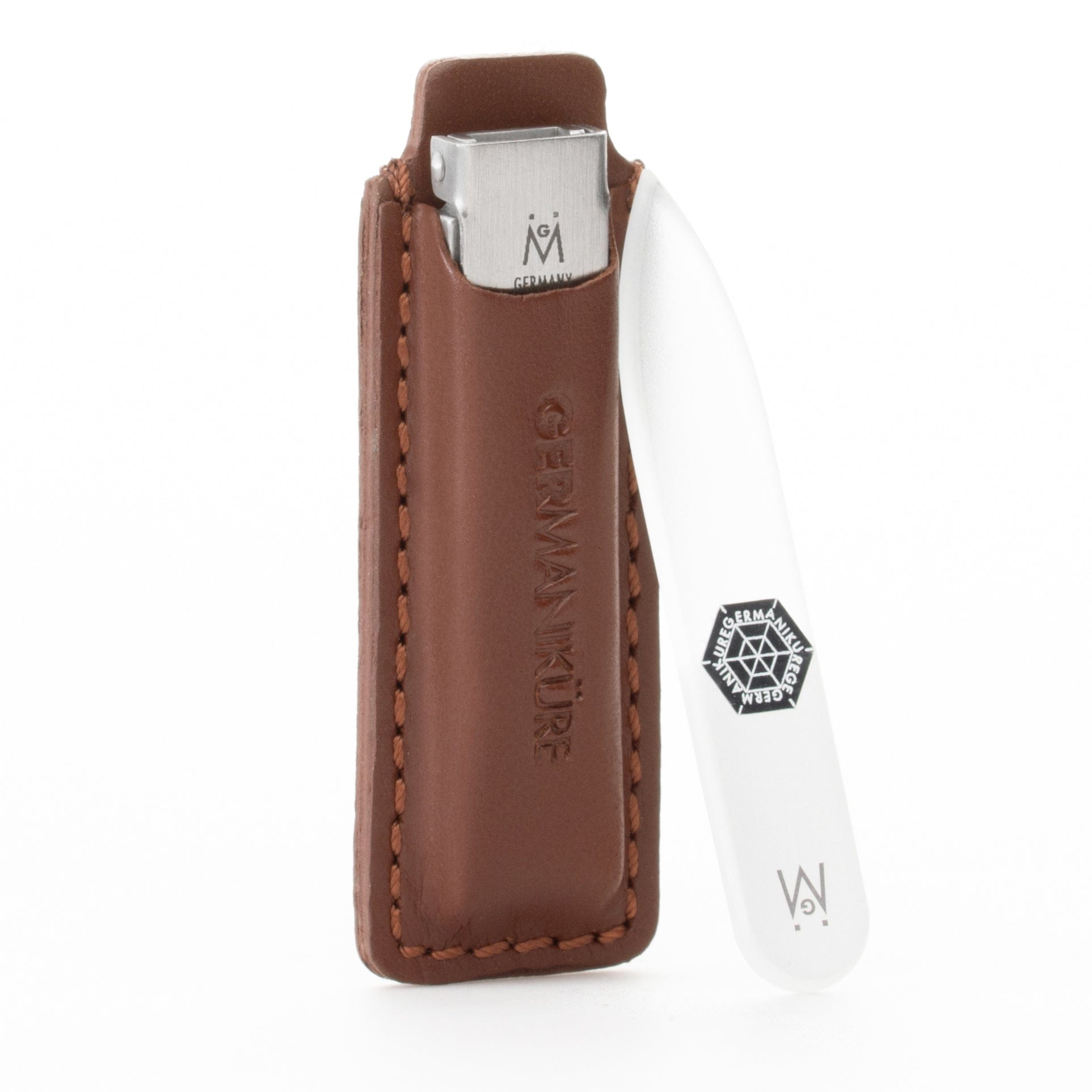 2 Piece Set: Flat Foldable Nail Clipper and Mini Glass Nail File in Leather Case image #13