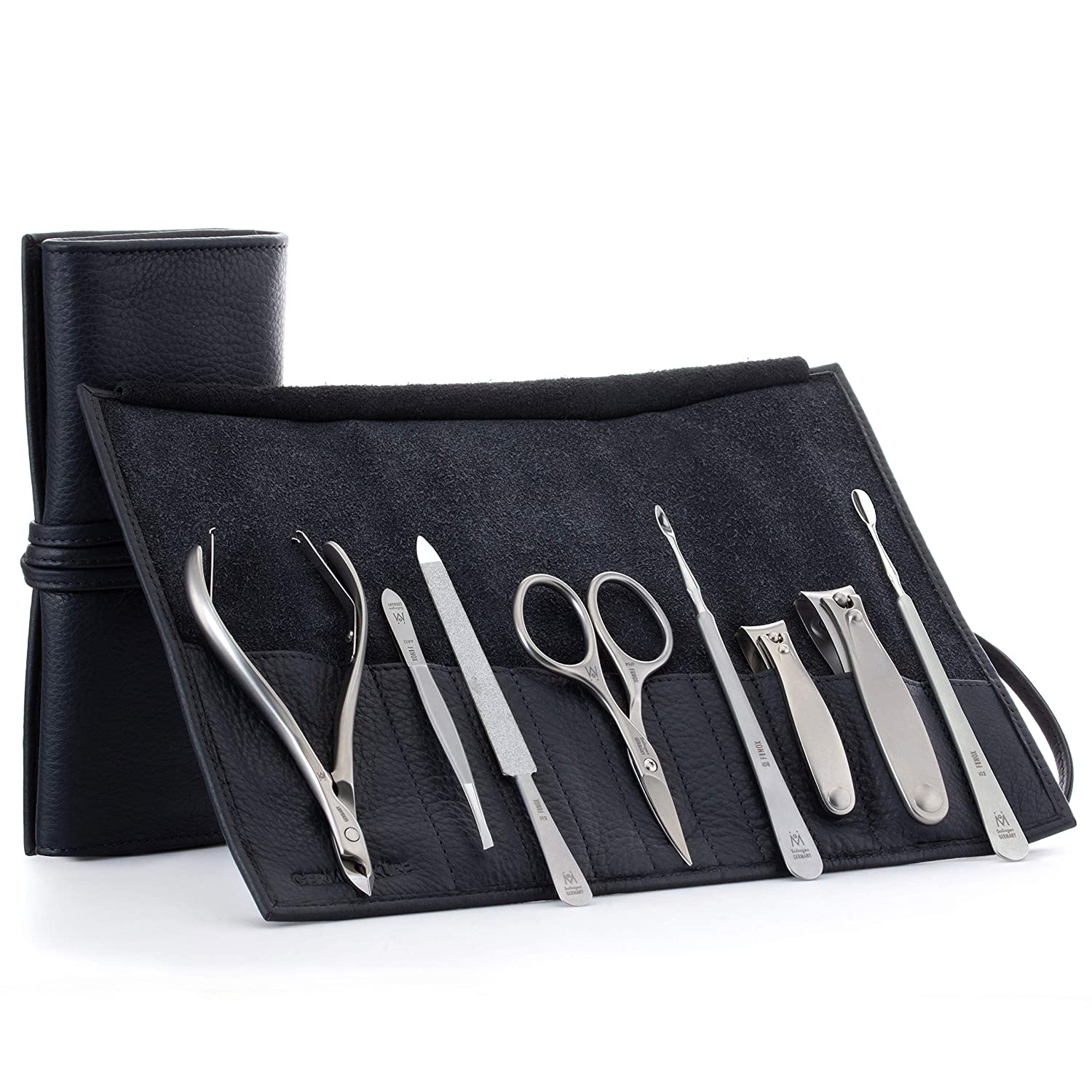8pc Manicure Set with Sapphire Nail File in Leather Roll image #1