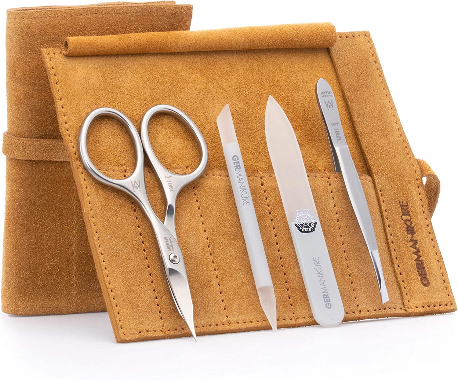 4pc Manicure Set Roll: Combination Scissors, Slanted Tweezer, Small Glass File, and Glass Stick image #8