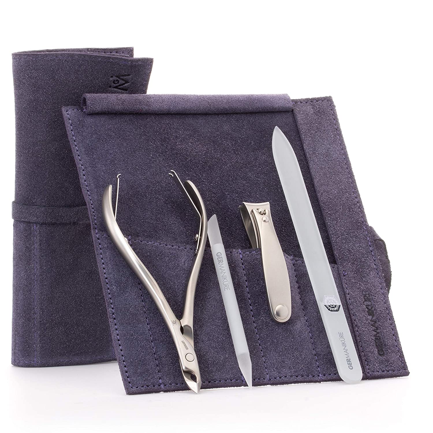 4pc Manicure Set Roll: Fingernail Clipper, Cuticle Nipper, Glass Nail File, and Glass Stick image #10