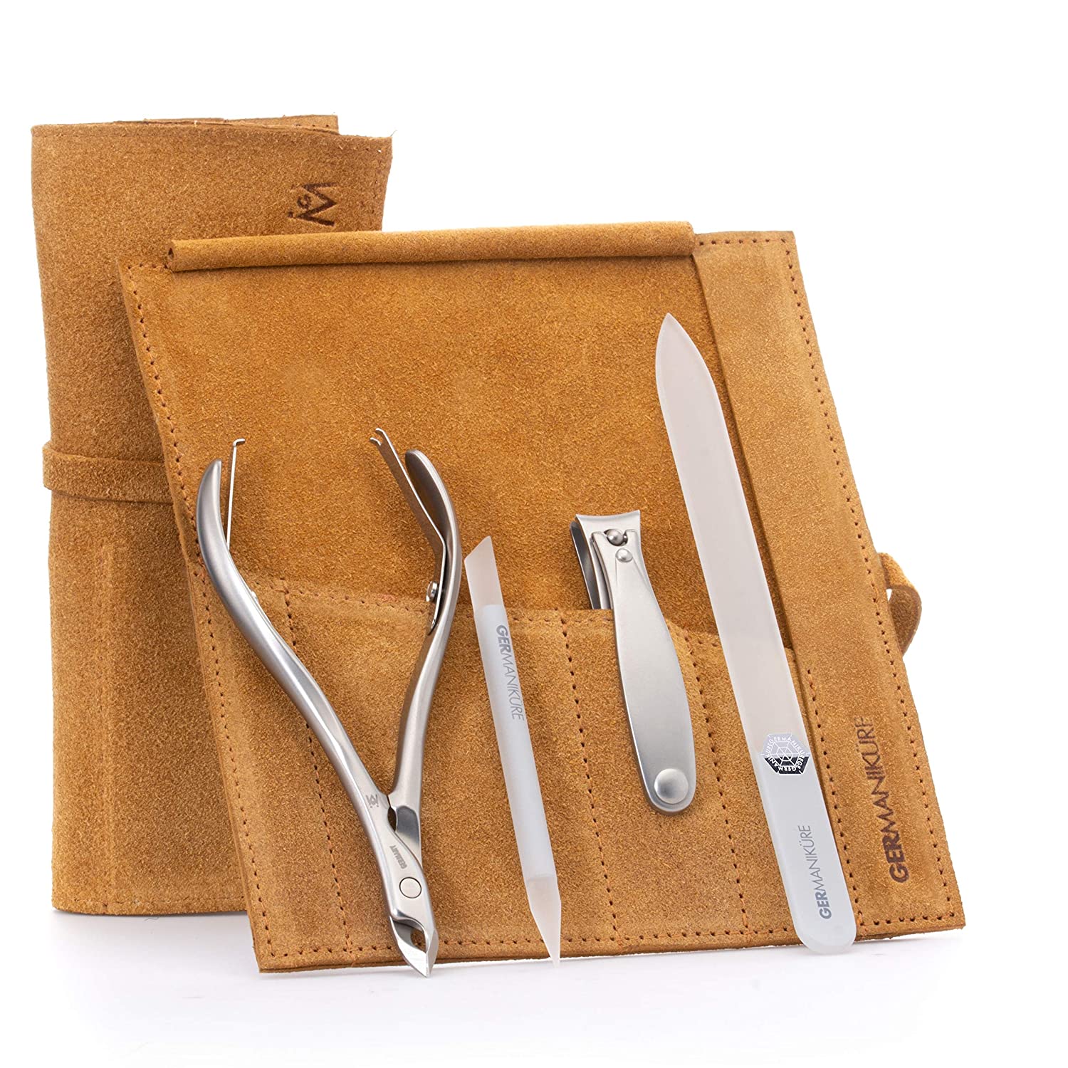 4pc Manicure Set Roll: Fingernail Clipper, Cuticle Nipper, Glass Nail File, and Glass Stick image #11