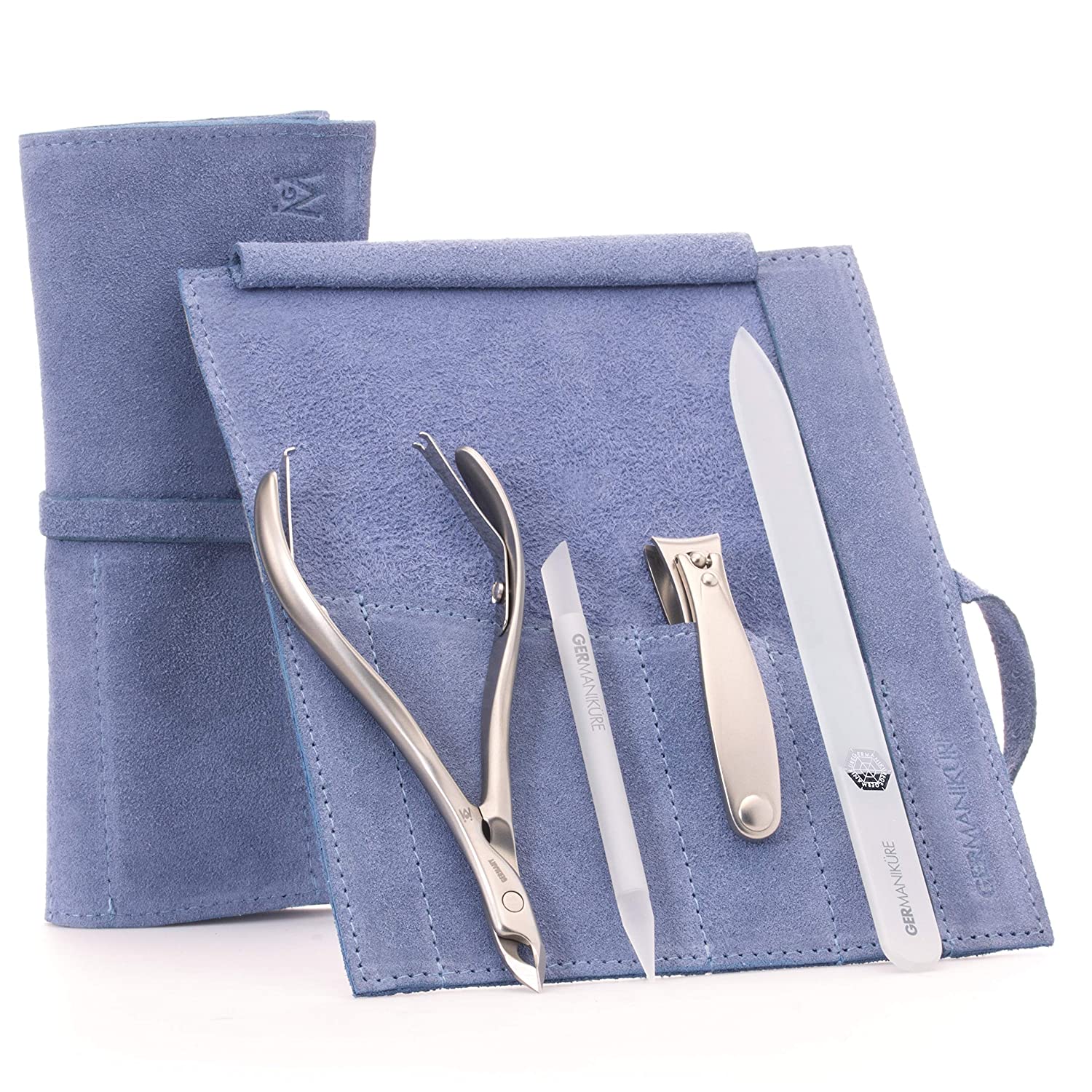 4pc Manicure Set Roll: Fingernail Clipper, Cuticle Nipper, Glass Nail File, and Glass Stick image #8
