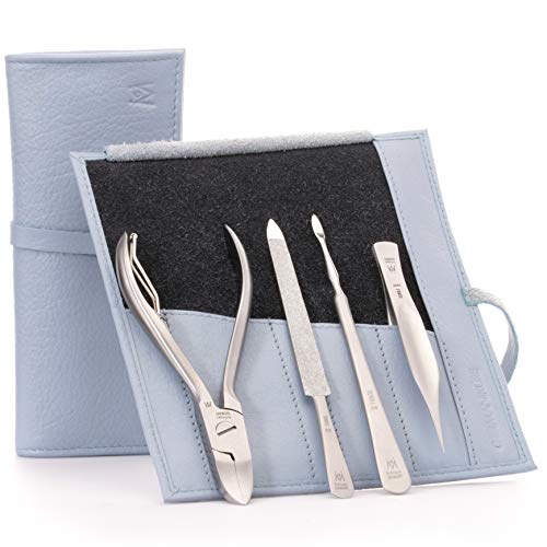 4 Piece Pedicure Set: Nail Nipper, Pointed Splinter Tweezer, Sapphire File, and Nail Cleaner
