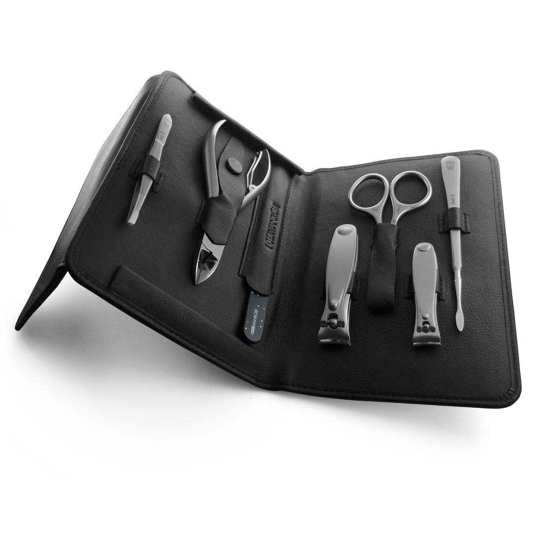 7 Piece Manicure and Pedicure Set in Black Leather Case