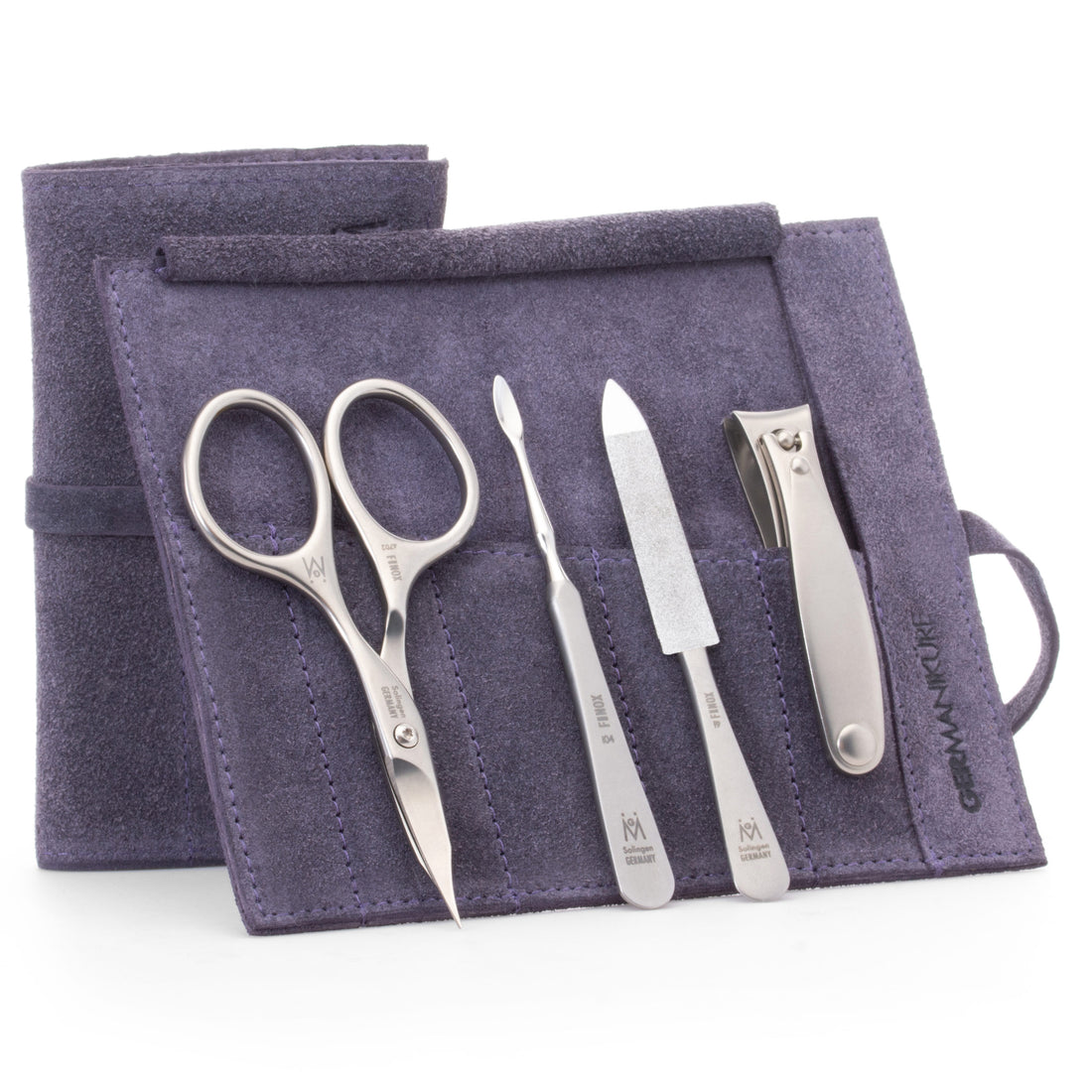 4 Piece Manicure Set: Nail Clipper, Combination Scissor, Sapphire File, and Nail Cleaner