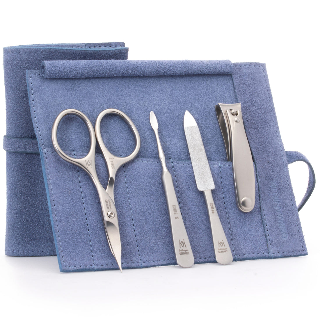 4 Piece Manicure Set: Nail Clipper, Combination Scissor, Sapphire File, and Nail Cleaner