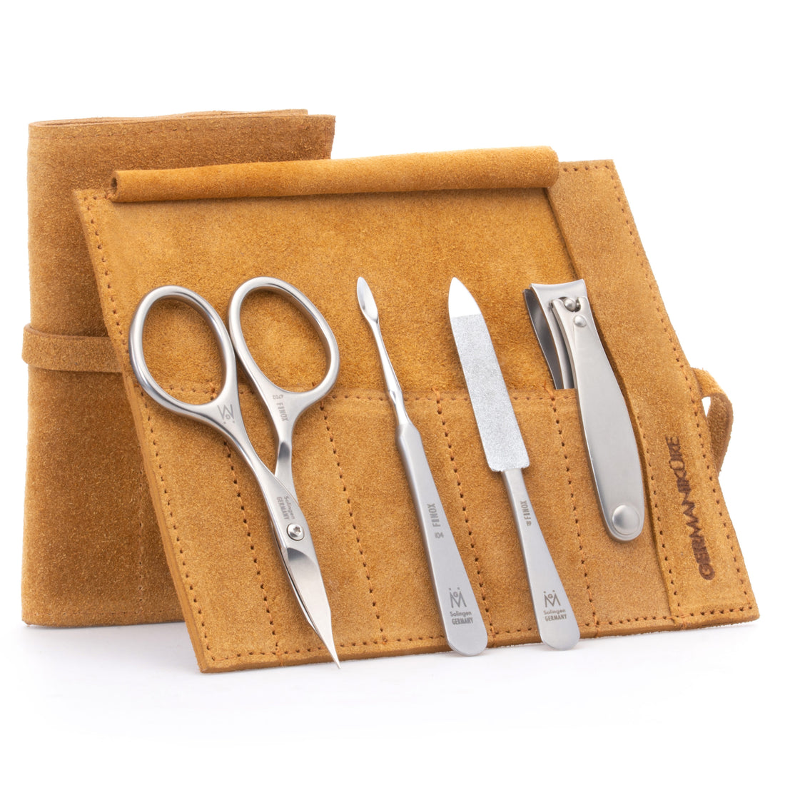 4 Piece Manicure Set: Nail Clipper, Combination Scissor, Sapphire File, and Nail Cleaner