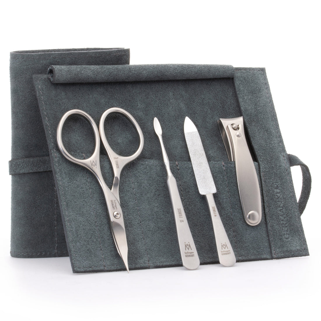 4 Piece Manicure Set: Nail Clipper, Combination Scissor, Sapphire File, and Nail Cleaner