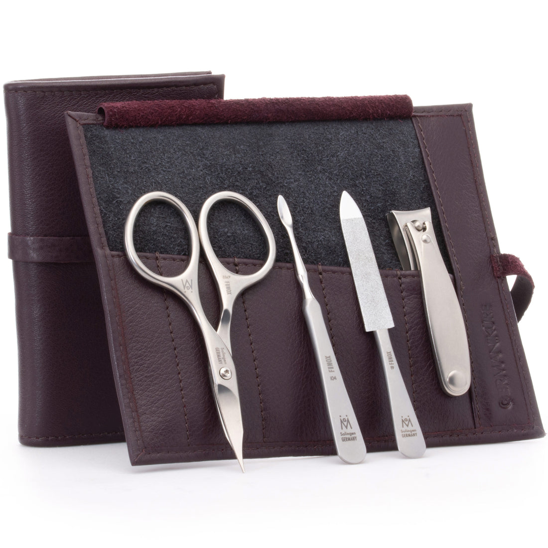 4 Piece Manicure Set: Nail Clipper, Combination Scissor, Sapphire File, and Nail Cleaner