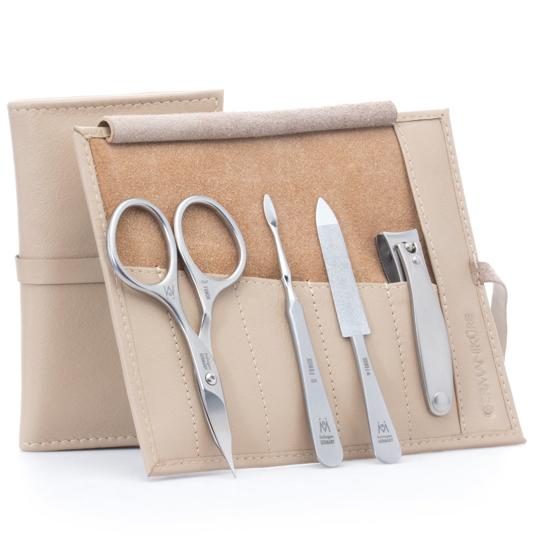 4 Piece Manicure Set: Nail Clipper, Combination Scissor, Sapphire File, and Nail Cleaner