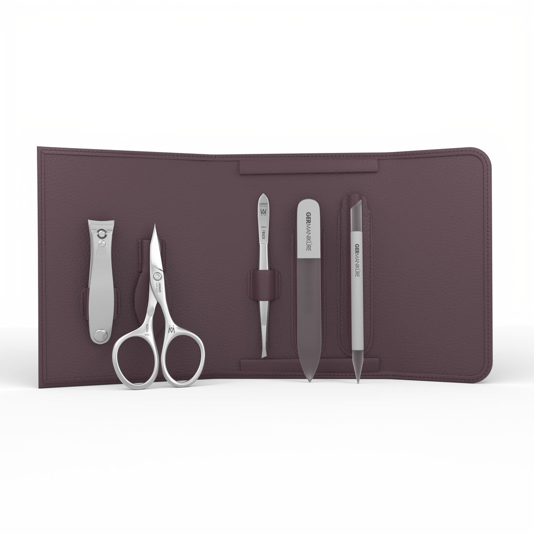 5 Piece Manicure Set in in Magnet Case: Small Clipper, Combination Scissor, Tweezer, Travel File, and Cuticle Stick