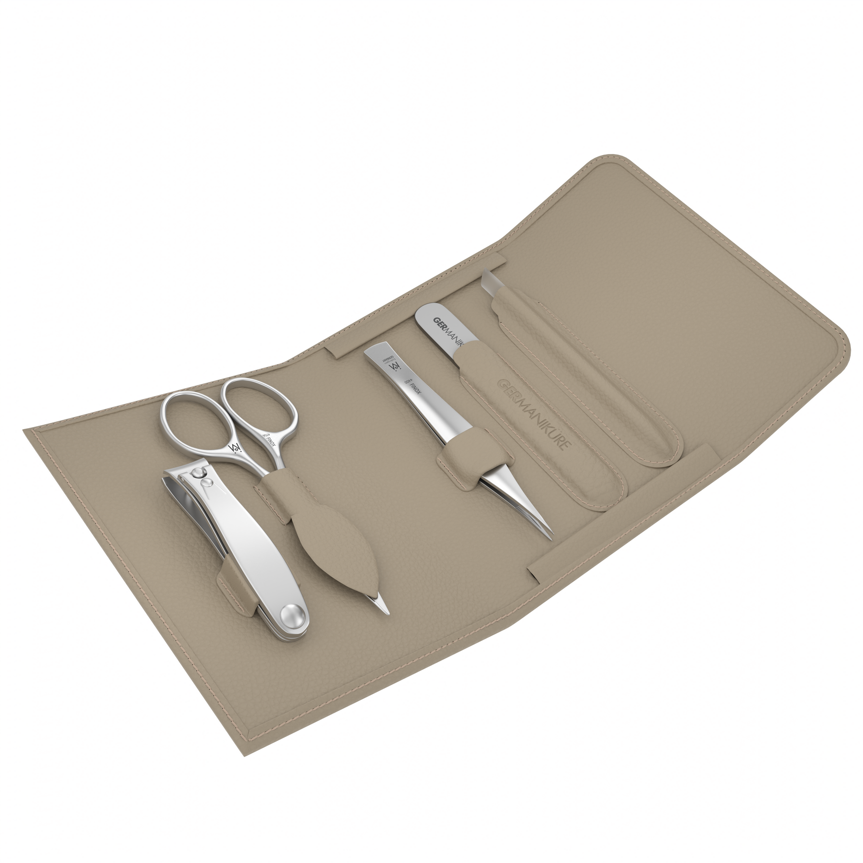 5 Piece Manicure and Grooming Set in in Magnet Case: Small Clipper, Mustache Scissor, Tweezer, Travel File, and Cuticle Stick
