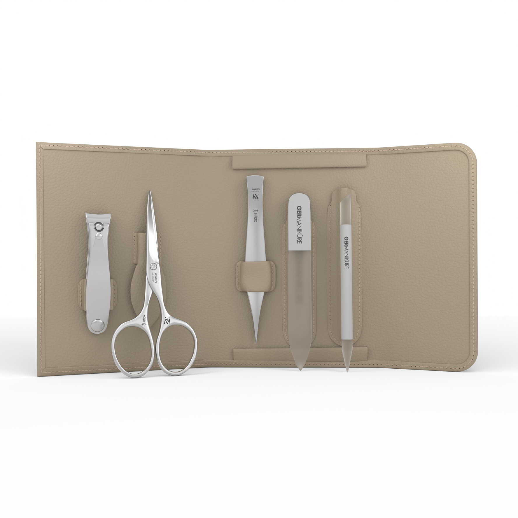 5 Piece Manicure and Grooming Set in in Magnet Case: Small Clipper, Mustache Scissor, Tweezer, Travel File, and Cuticle Stick