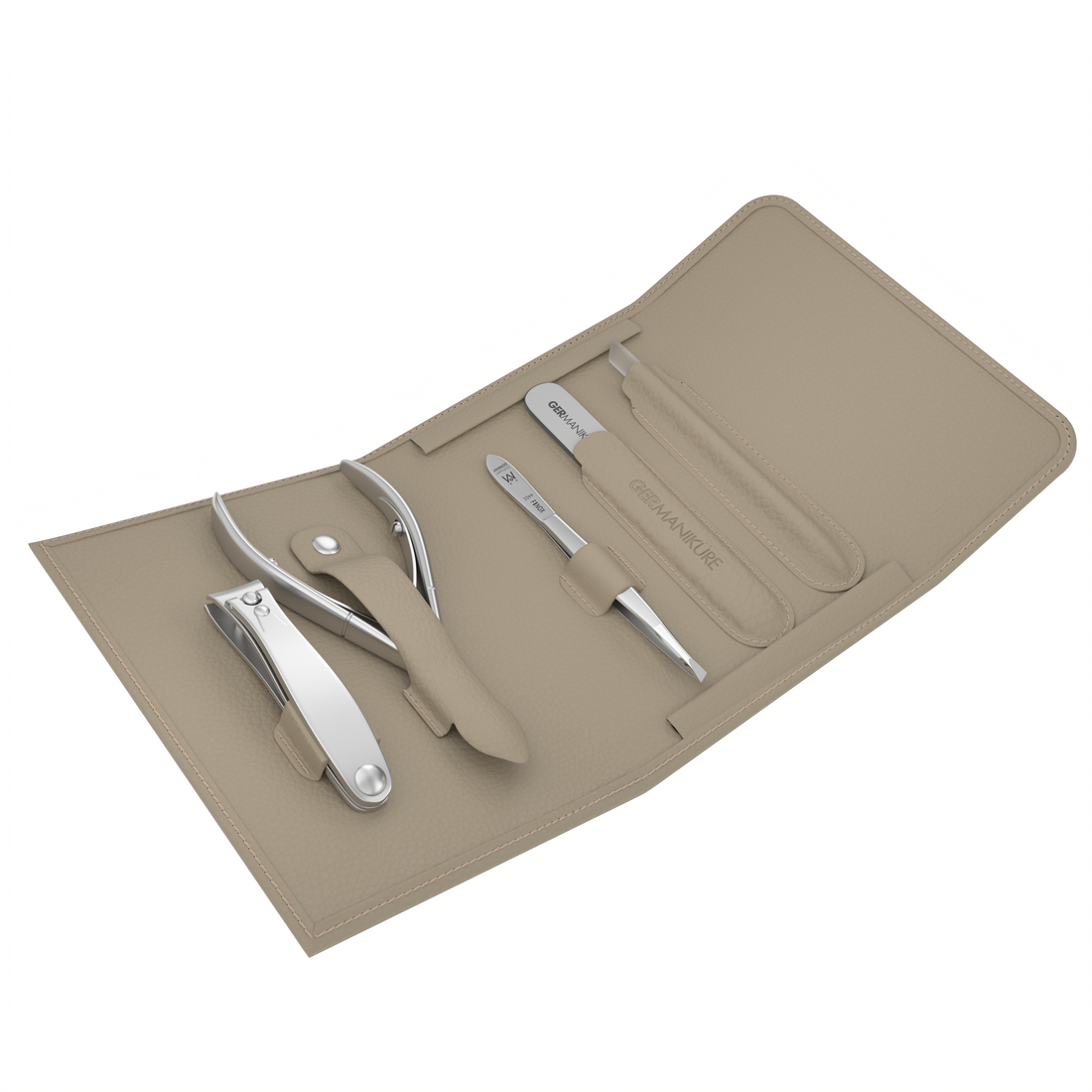 5 Piece Manicure Set in Magnet Case: Clipper, Nipper, Tweezer, Glass File, and Cuticle Stick